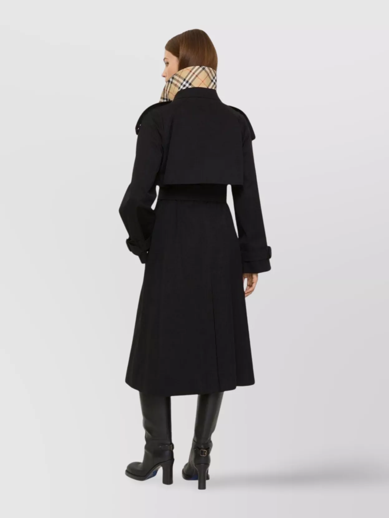 Burberry Long Gabardine Fitzrovia Trench Coat Clothing In Black
