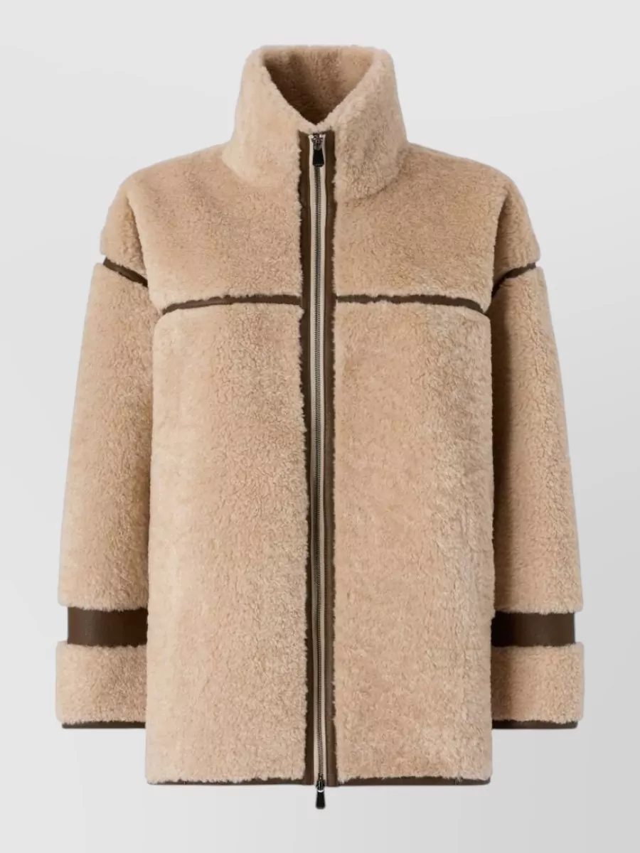 Pinko contrast panel faux shearling coat