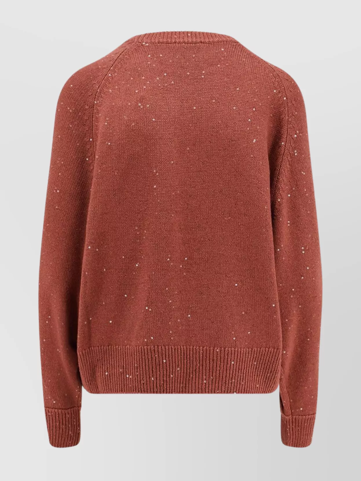 Brunello Cucinelli Cashmere Silk Crew-neck Sweater Featuring Sequins In Red