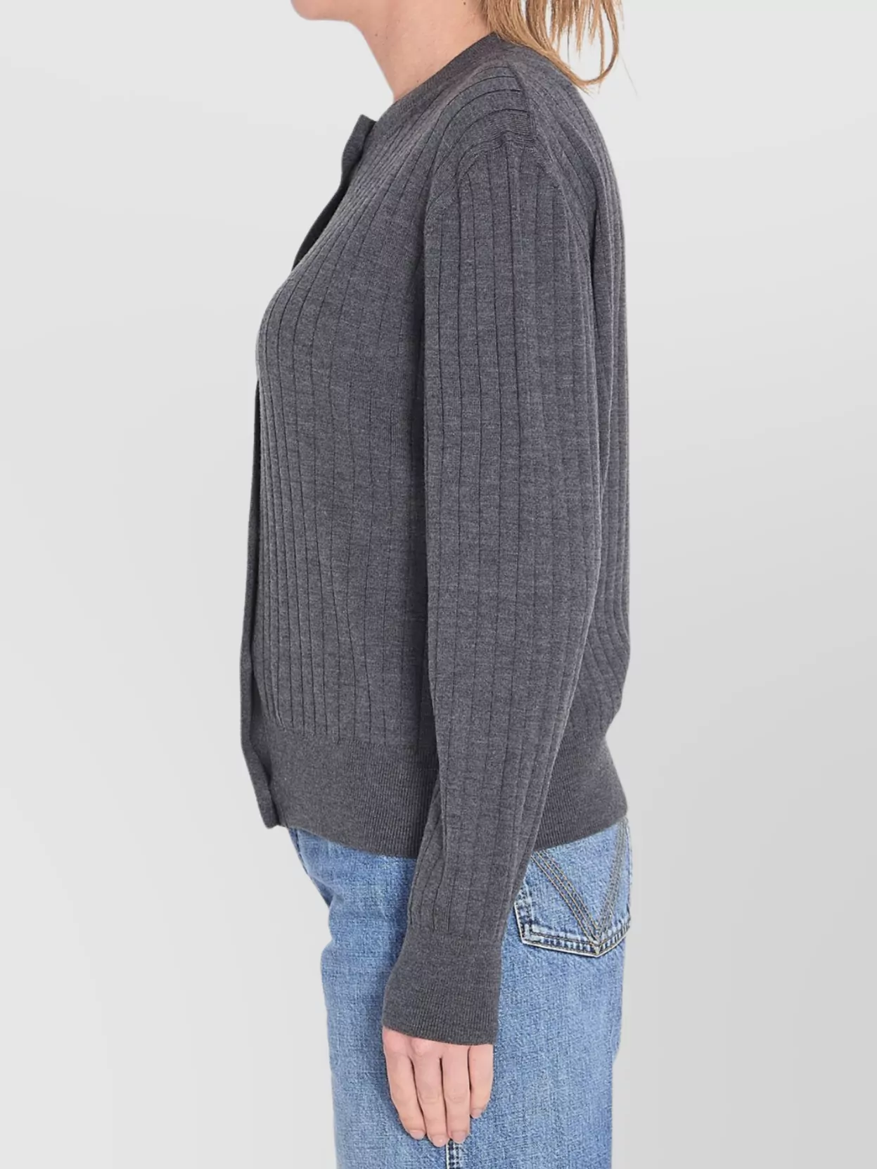 Bottega Veneta Ribbed Knit Cardigan Crew Neck