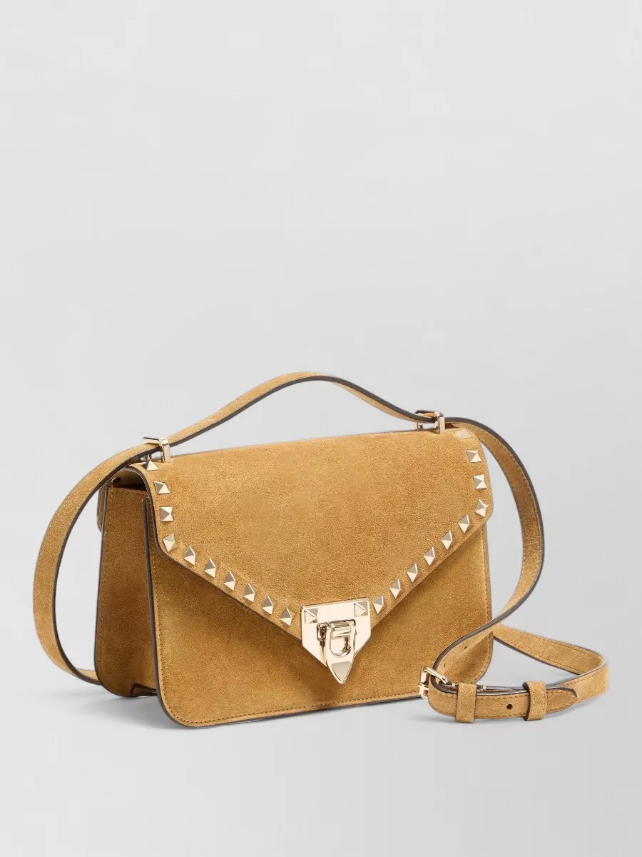 Valentino Garavani rockstud spike small suede leather shoulder bag