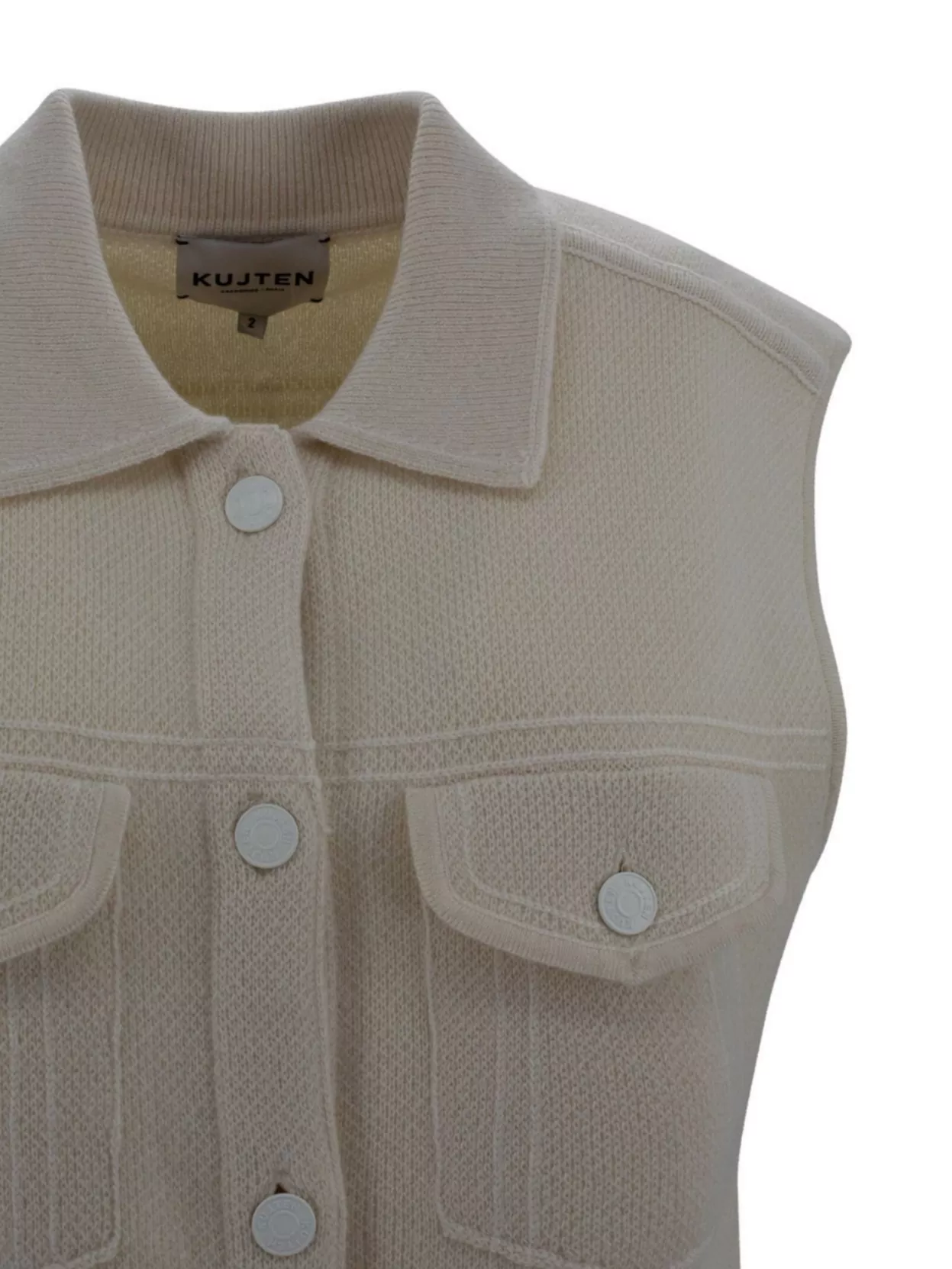Kujten Cashmere Sleeveless Jacket Contrast Stitching