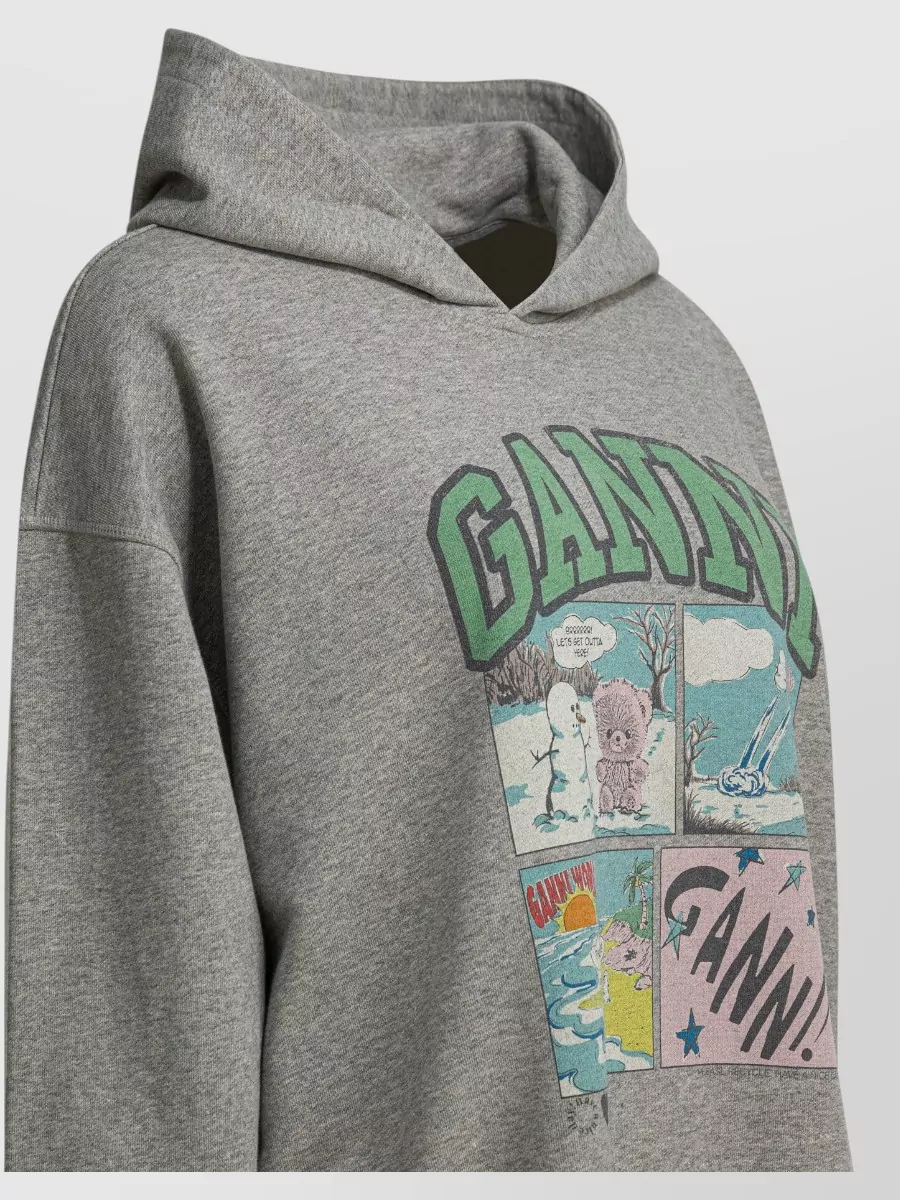 Ganni Bear Comic Graphic Hoodie Long Sleeves