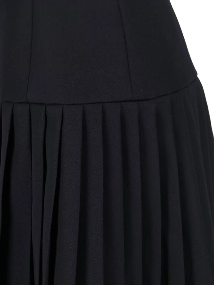 Balmain Knee Length Dress Pleated Skirt Buckle