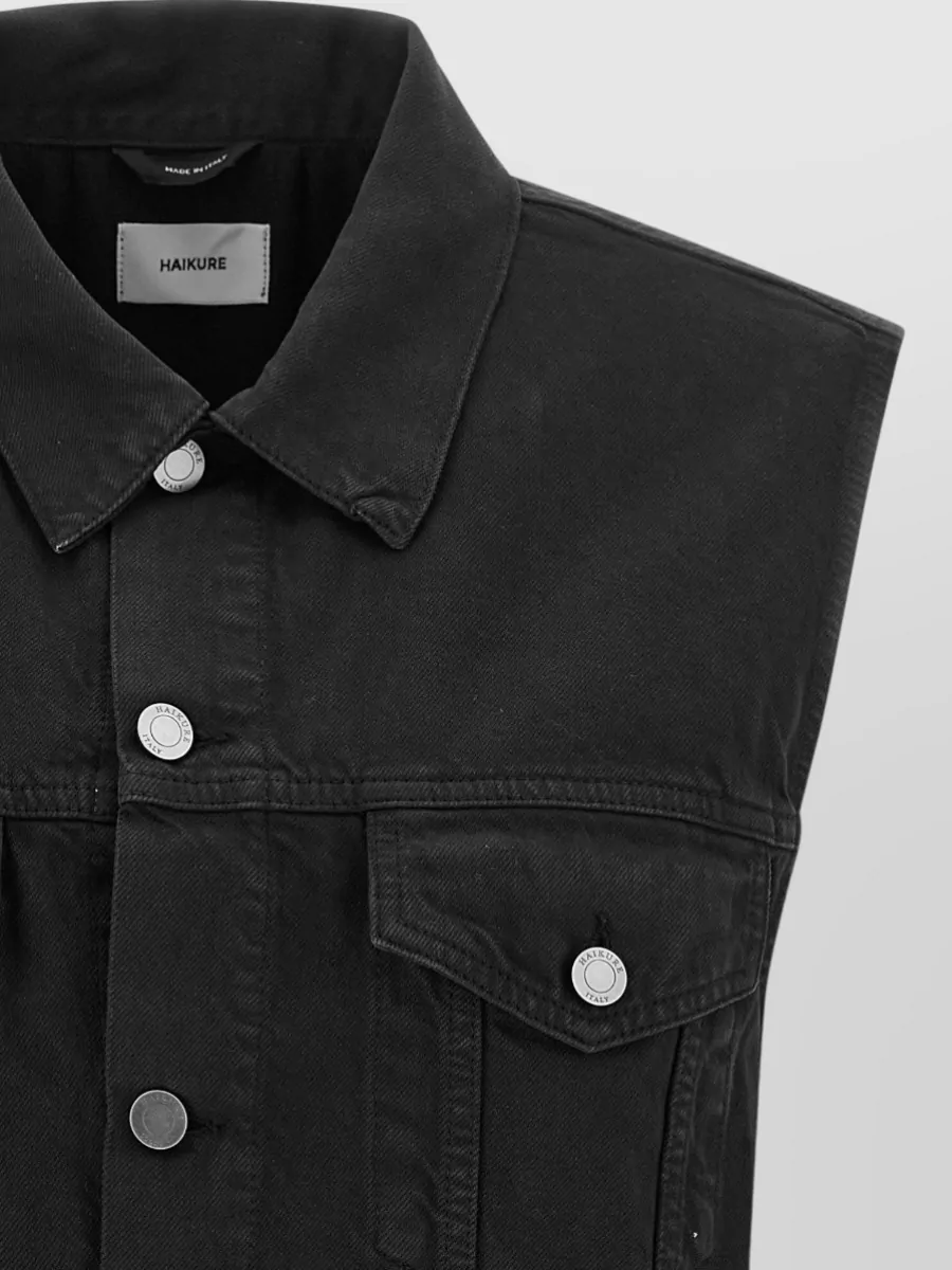 Haikure Cotton Denim Sleeveless Relaxed-Fit Vest