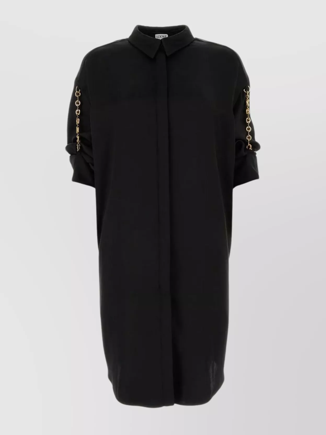 Shop Loewe Satin Shirt Dress With Pleat And Chain Detail