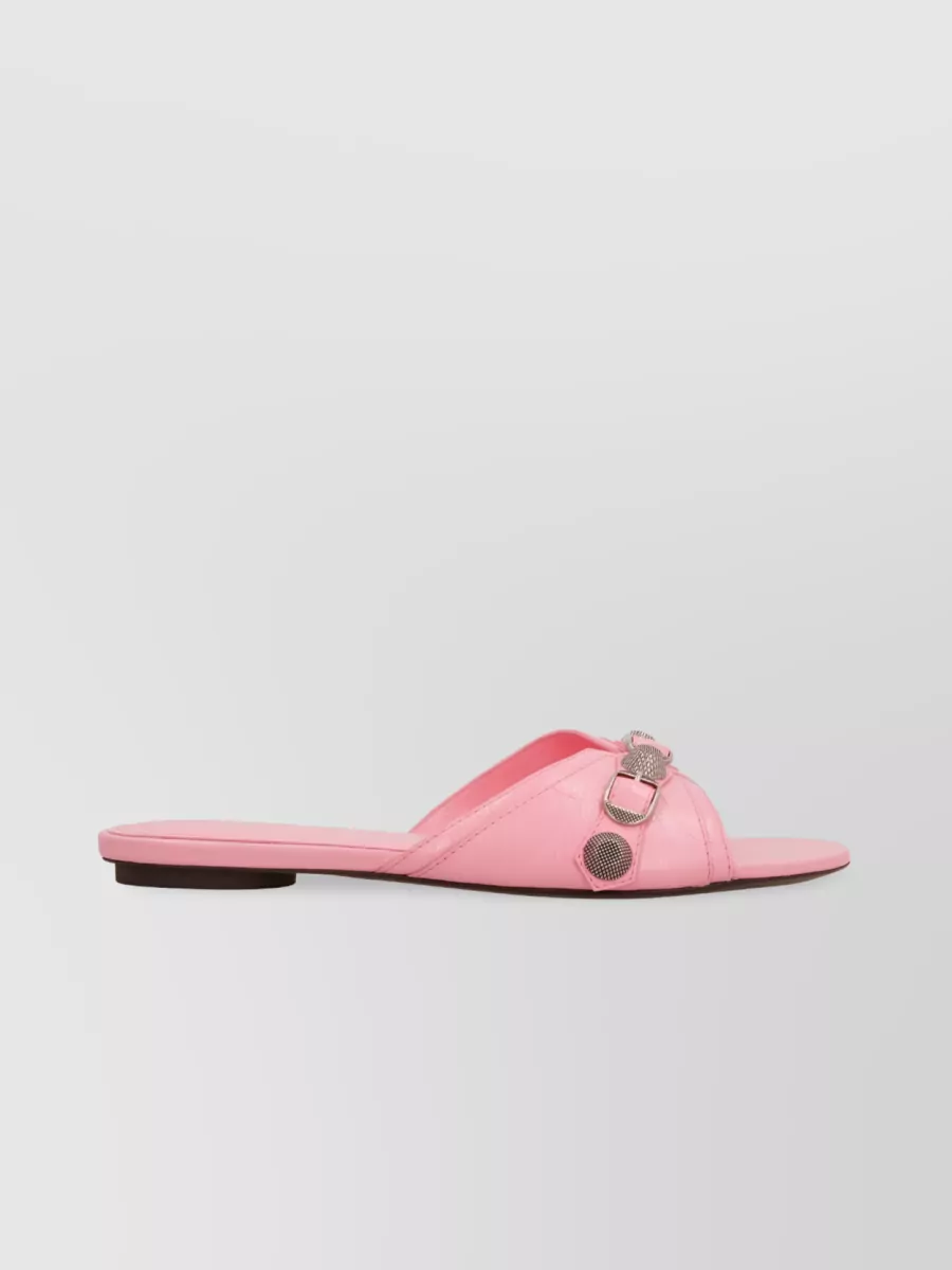 Shop Balenciaga Cagole Lambskin Open Toe Sandals In Pastel