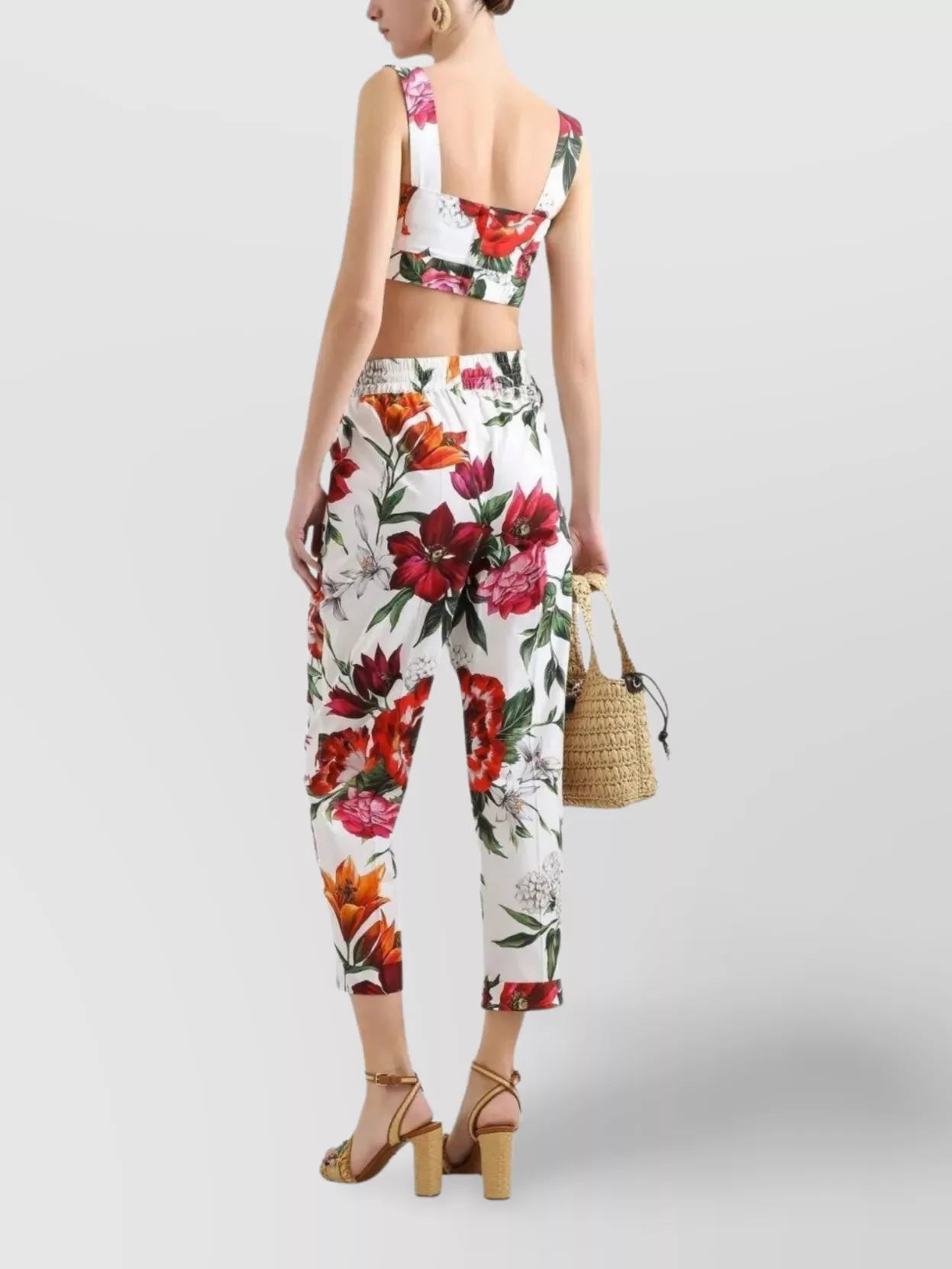 Dolce&Gabbana Square Neckline Sleeveless Floral Print Top