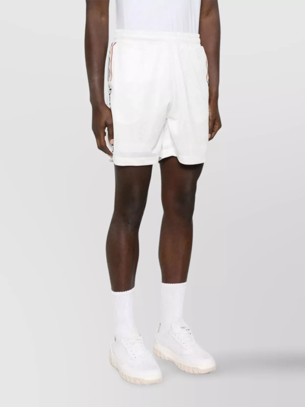 Casablanca Drawstring Waist Soccer Shorts With Side Stripes
