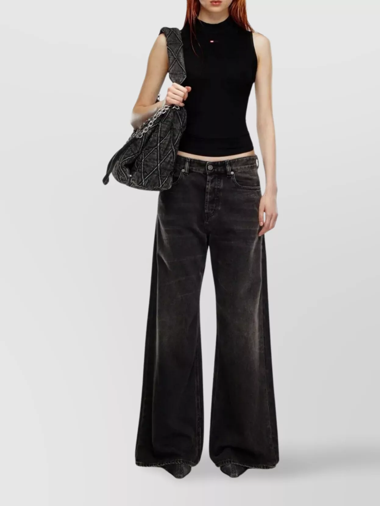 Diesel 1996 D-sire Wide Leg Denim Trousers In Black