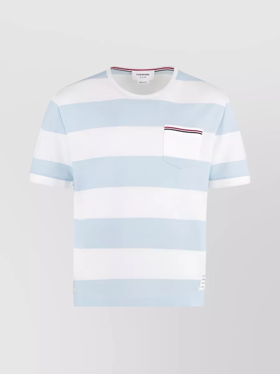 Shop Thom Browne Rwb Striped Pocket T-shirt In White