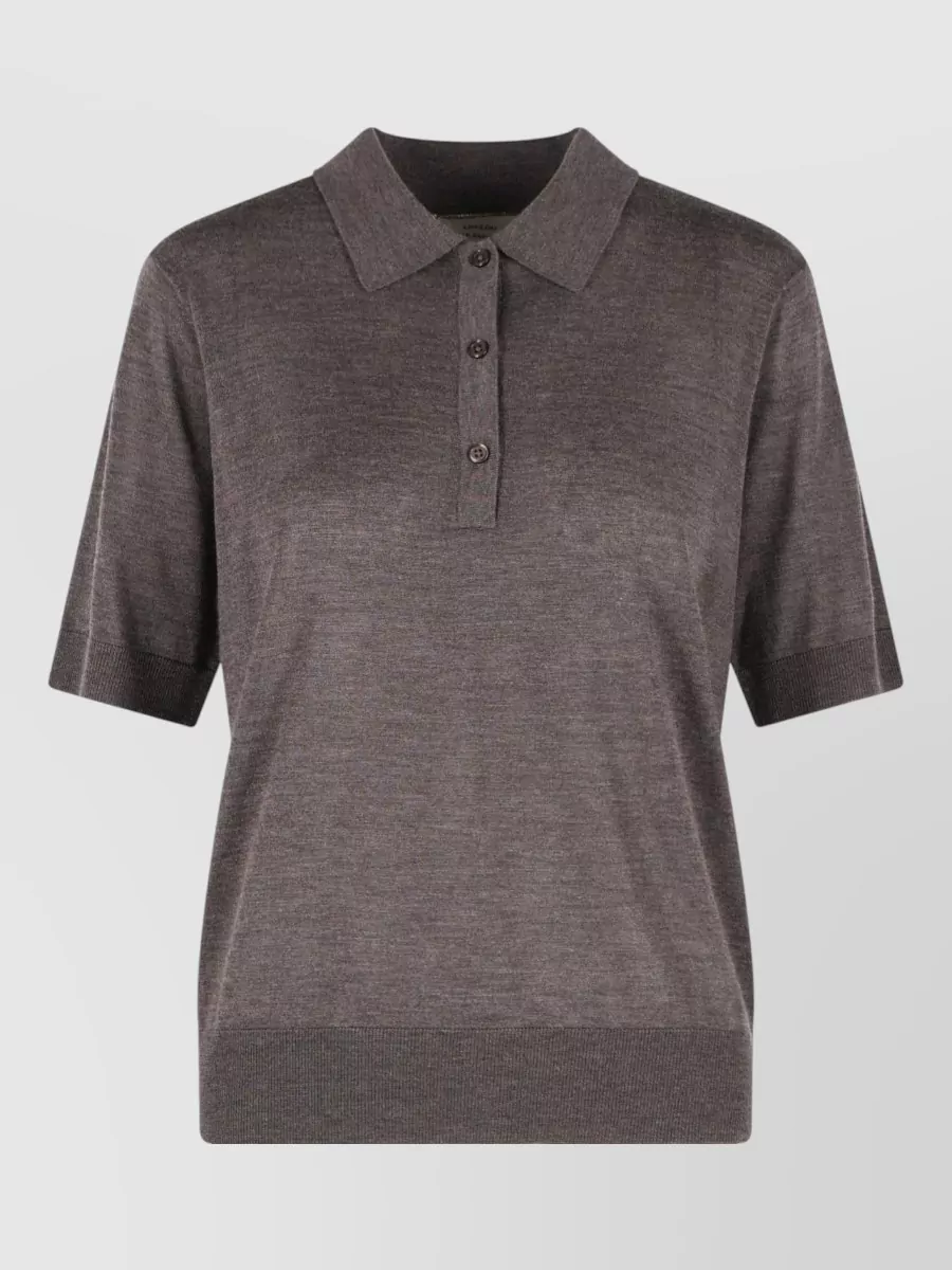 Loulou Studio Migo Cashmere Polo Shirt Short Sleeves In Brown