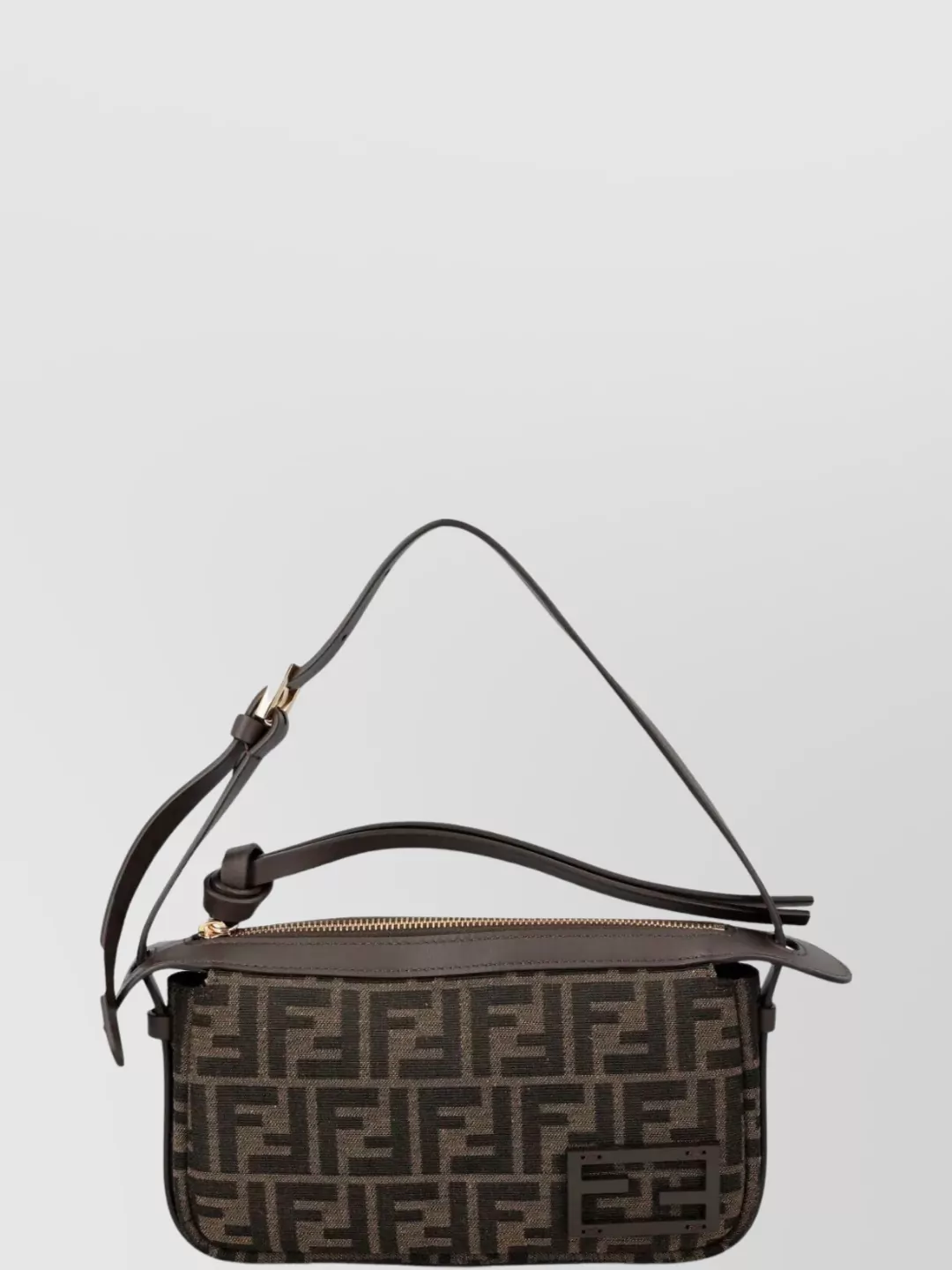 Fendi Mini Jacquard Ff Rectangular Shoulder Bag In Brown