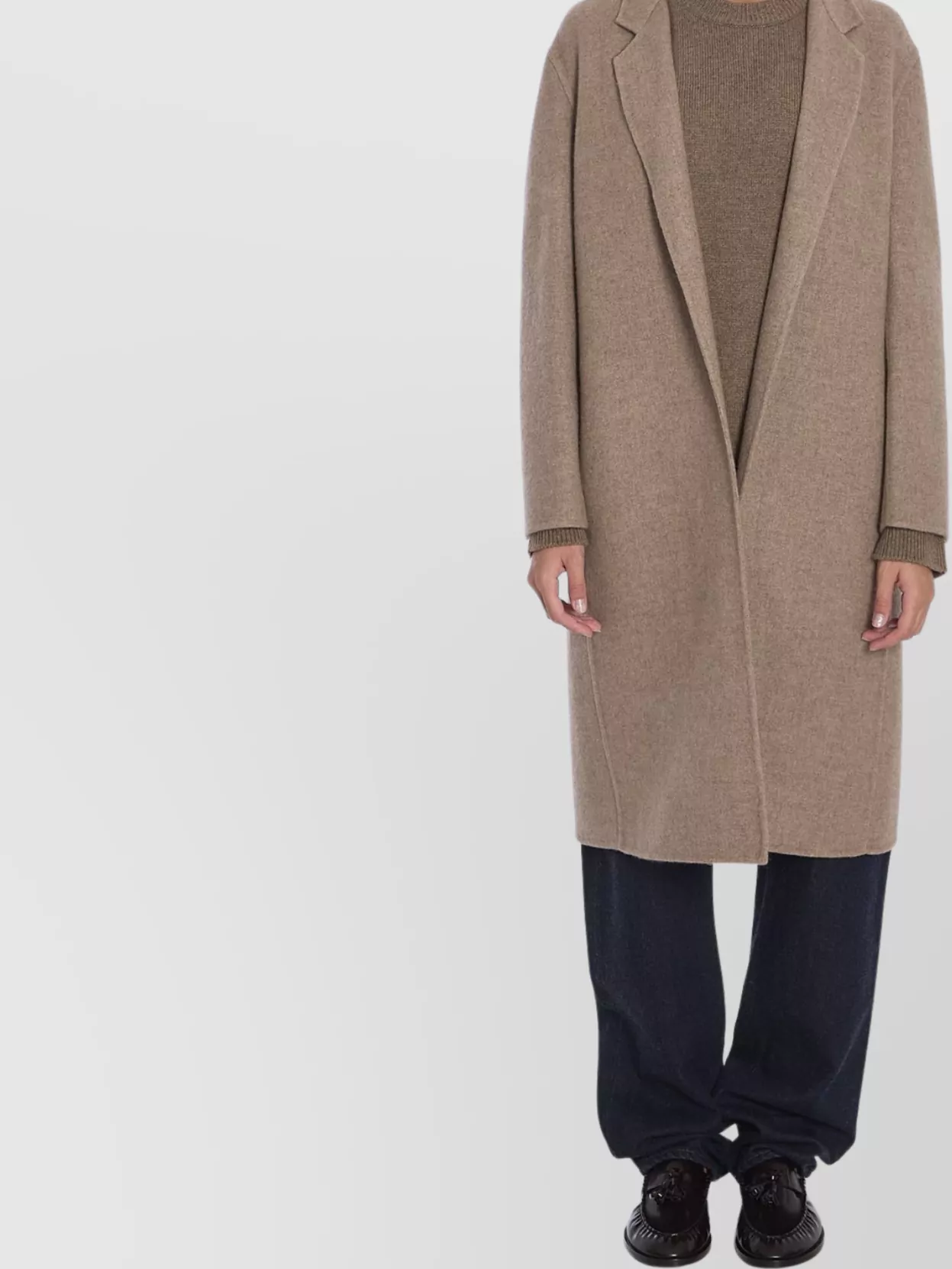 The Row Cashmere Flannel Mid-length Coat In Neutral