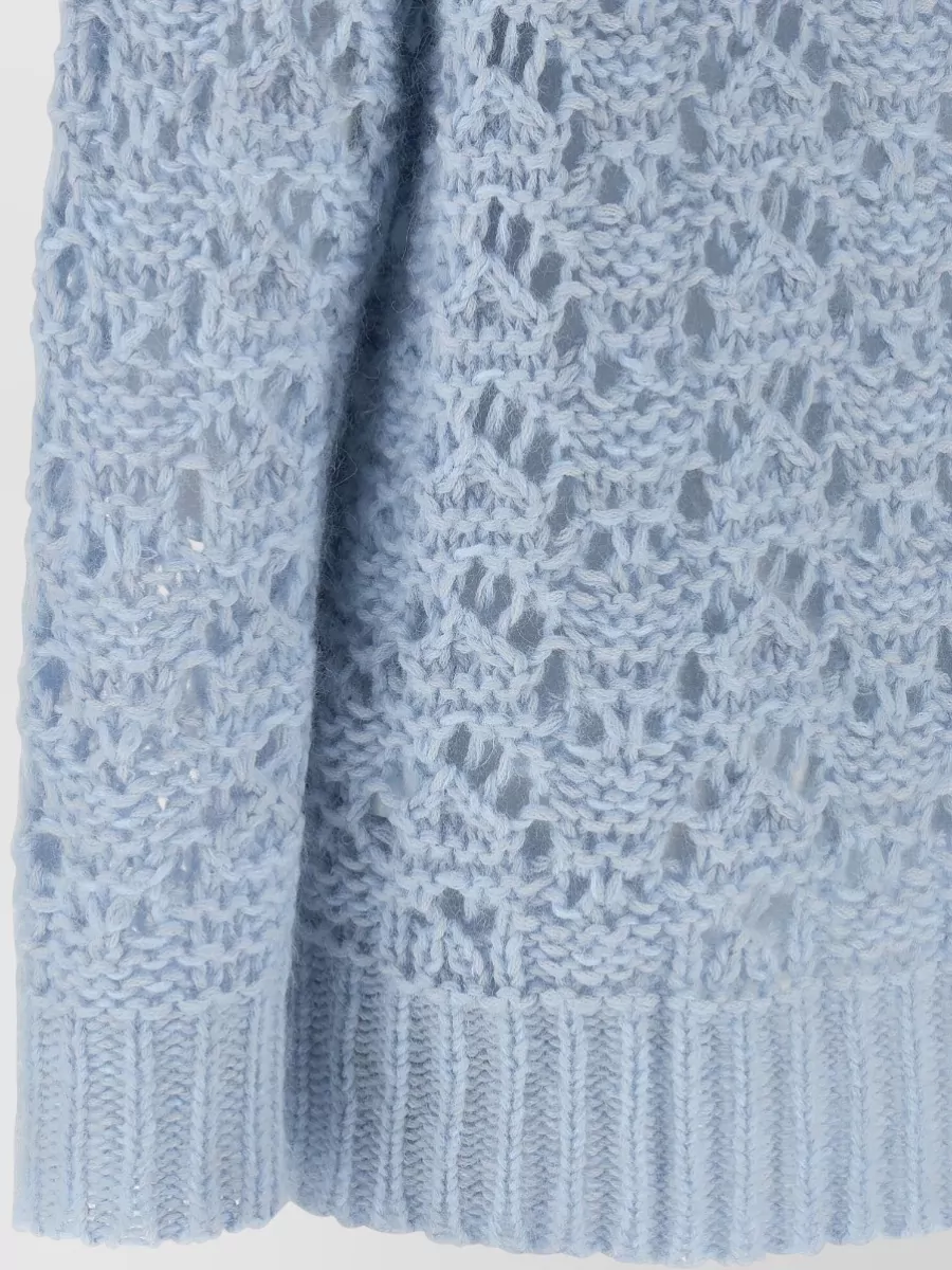 Fabiana Filippi Crew Neck Long Sleeve Open Knit Sweater