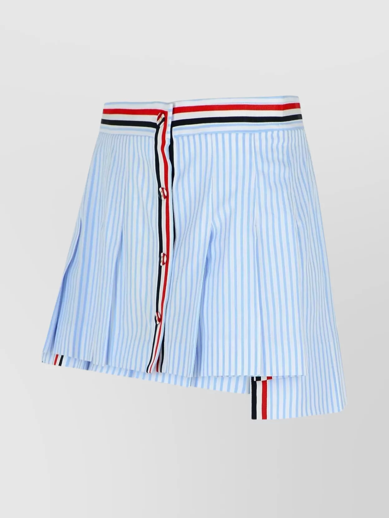 Thom Browne Cotton Miniskirt With Button Detailing And Striped Pattern
