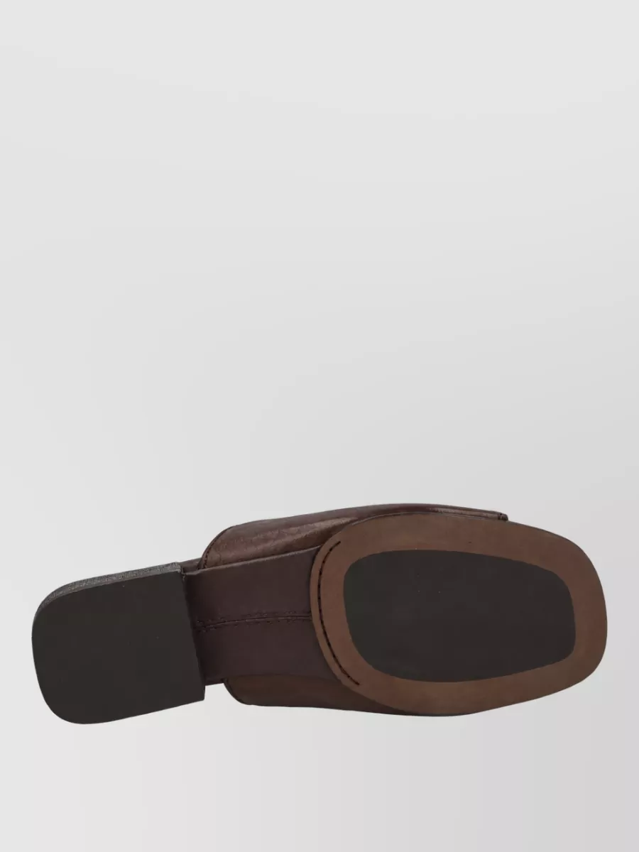 Brunello Cucinelli Leather Mules Open Toe Decorated Heel