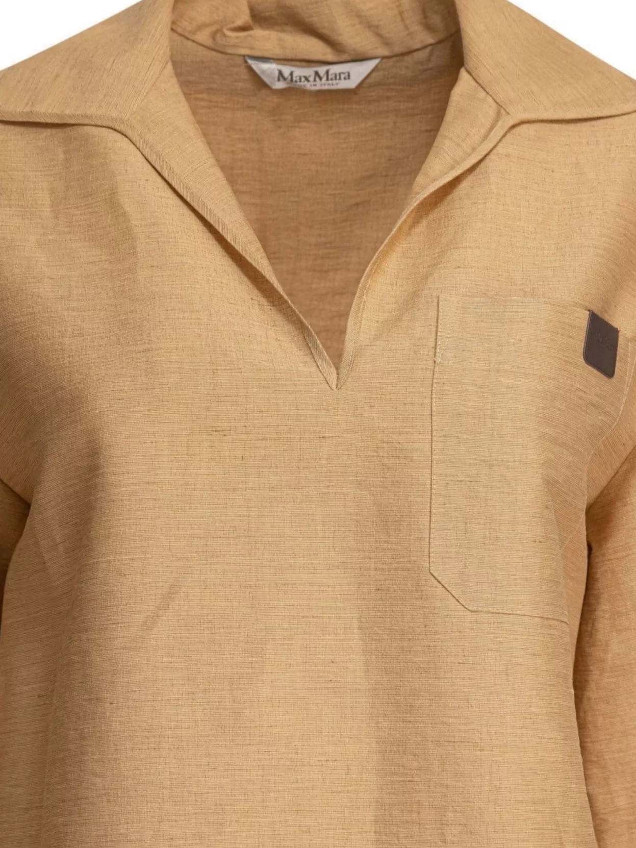 MAX MARA V-NECK POLO SHIRT WITH POCKET AND SIDE SLITS