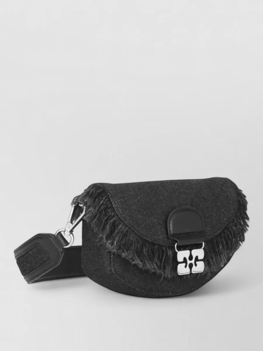 Ganni Chain Shoulder Wallet Bag Adjustable Strap Fringe