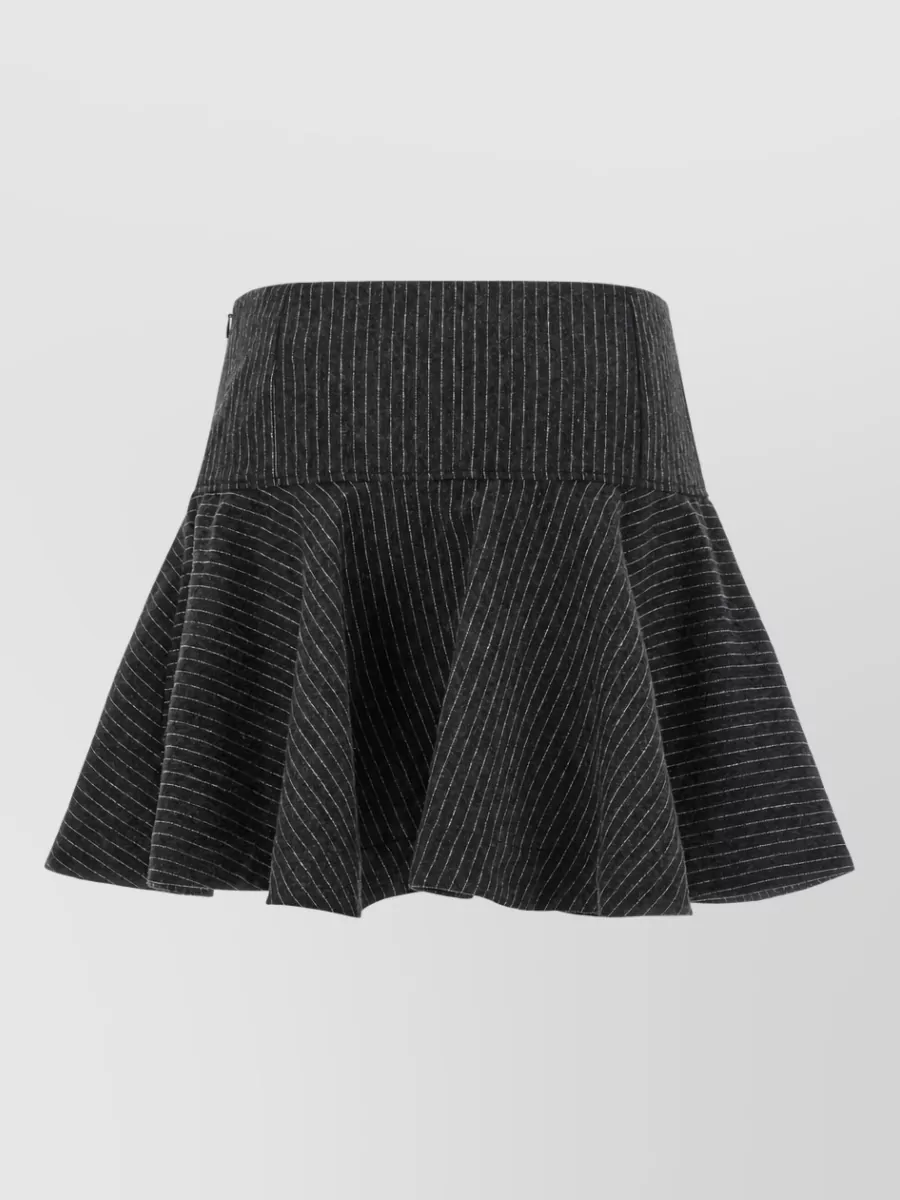 Ganni Pinstriped Flannel Mini A-Line Skirt