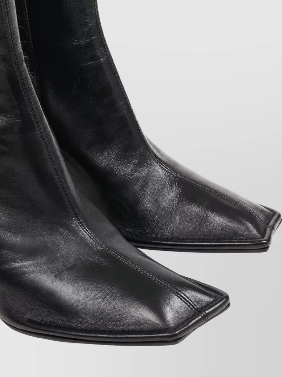 Maison Margiela Leather Square-Toe Ankle Boots