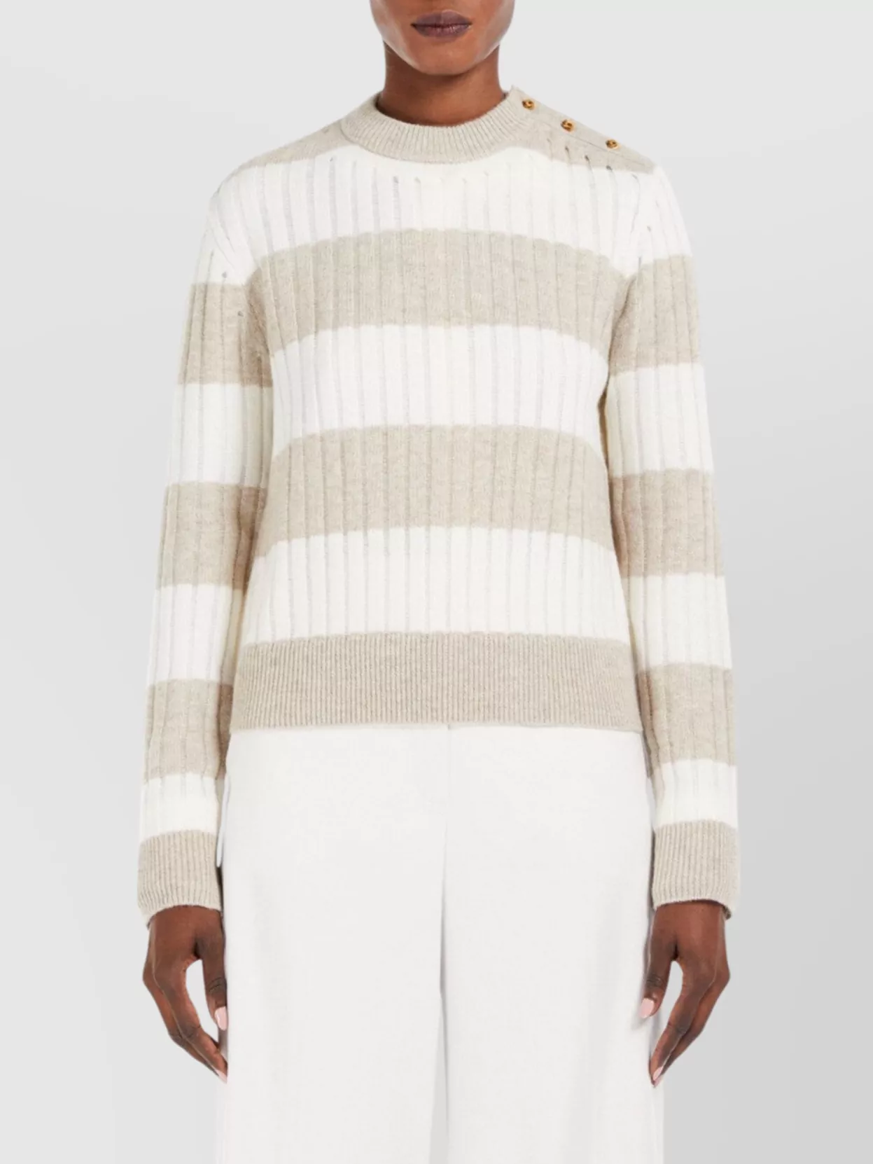 Max Mara Knitwear Crop Sweater Striped Pattern