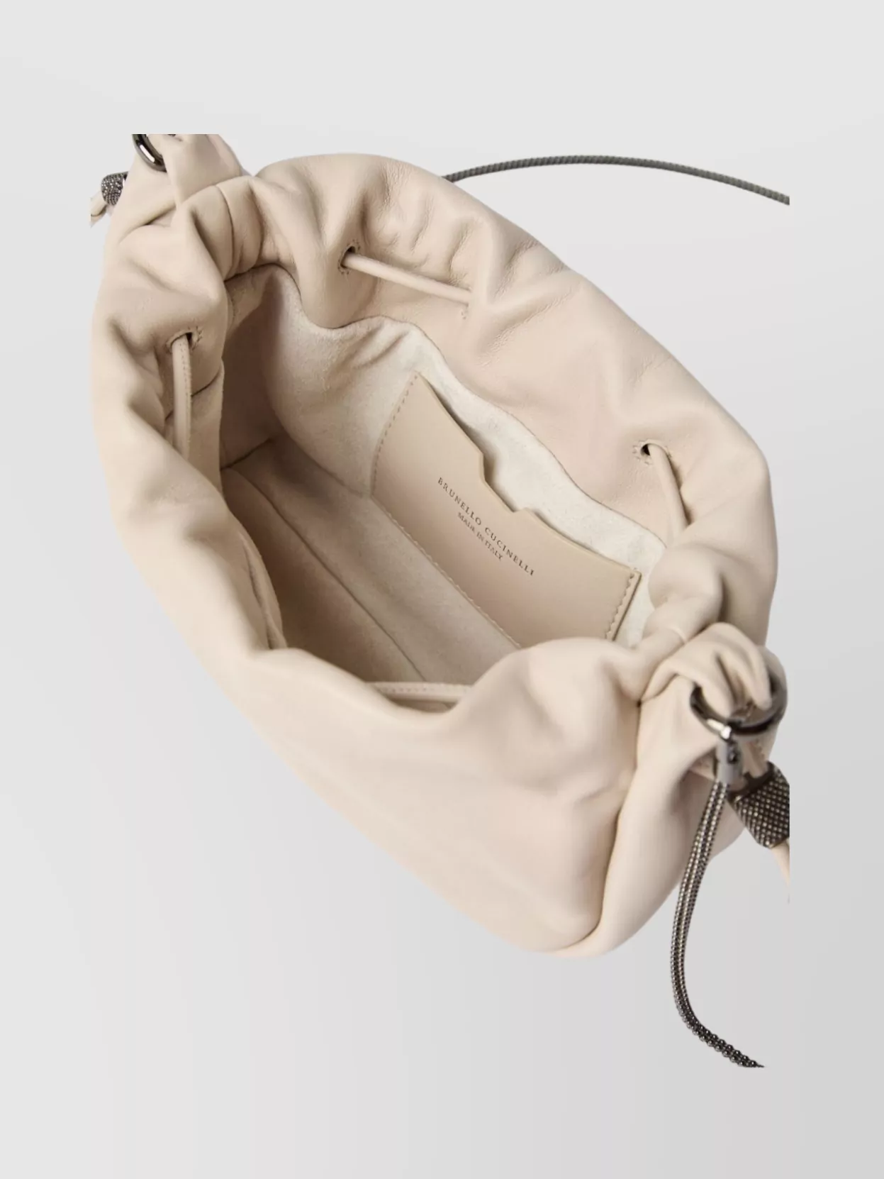 BRUNELLO CUCINELLI SOFT LEATHER BUCKET BAG WITH CHAIN STRAP
