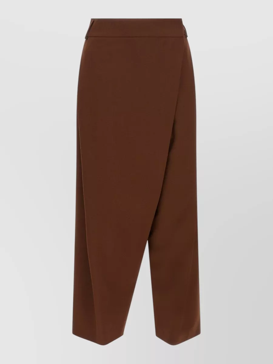 Alberto Biani wool asymmetric wrap cropped wide-leg trousers