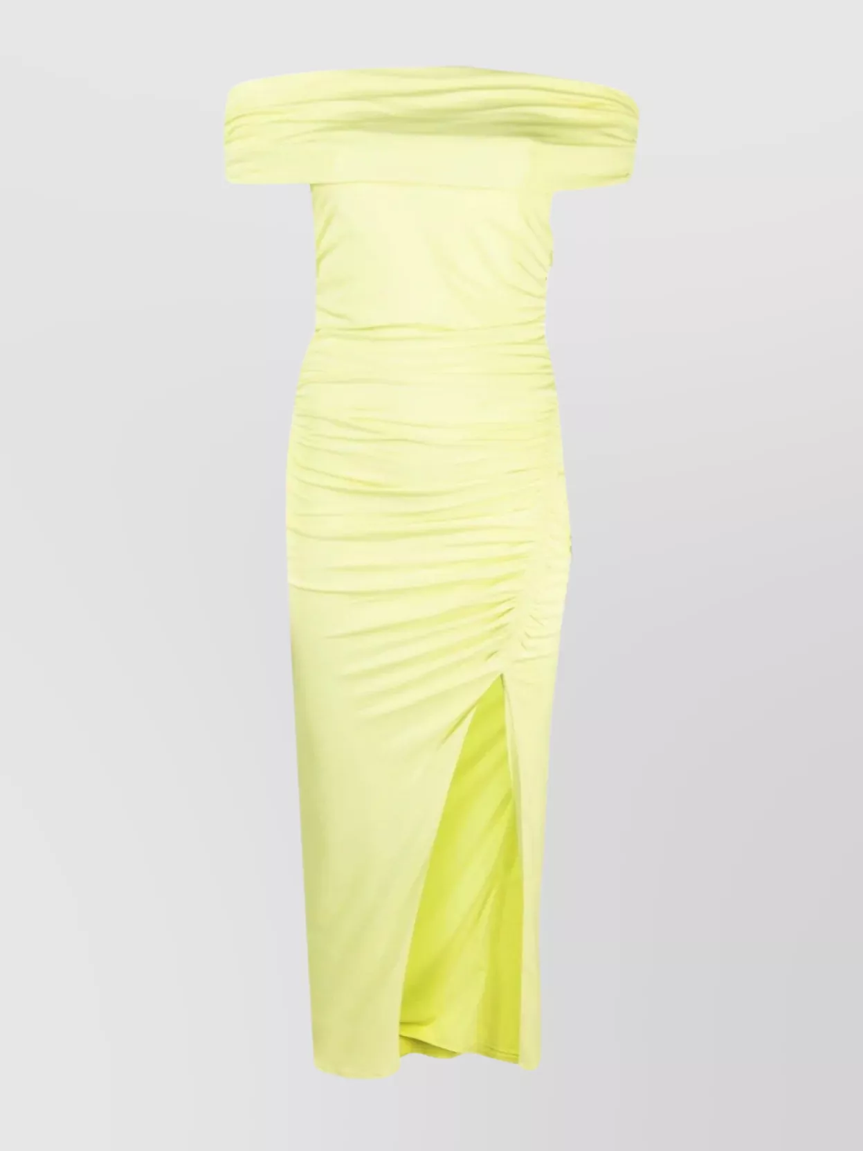 Self-Portrait Ruched Off-Shoulder Midi Dress With Front Slit