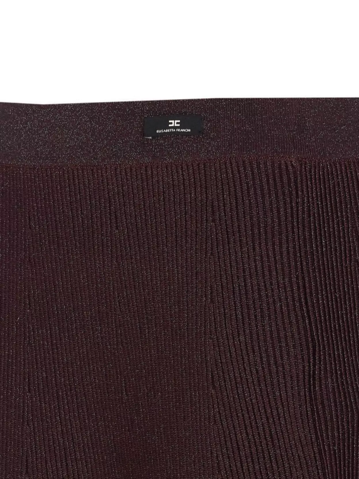 Elisabetta Franchi Ribbed Texture Midi Skirt With Sheer Panels