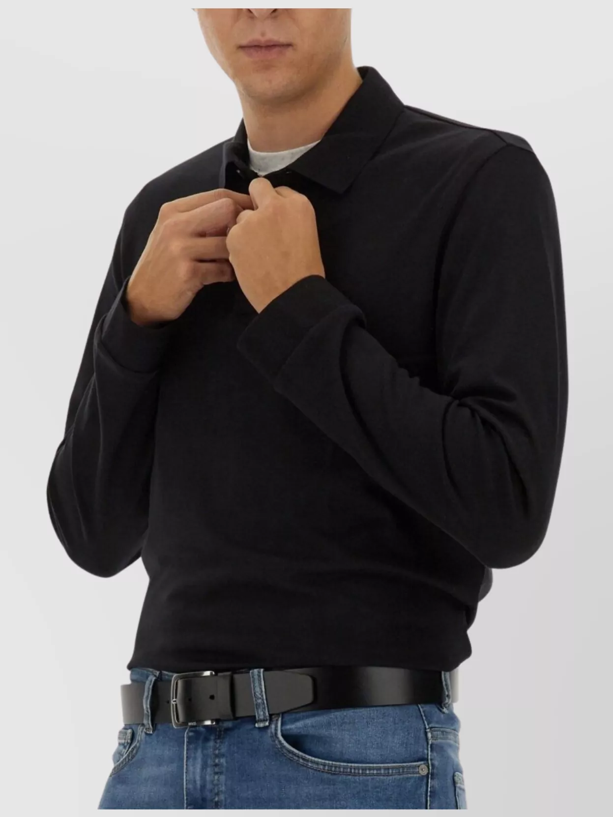 Boss Cotton Polo Shirt Long Sleeves