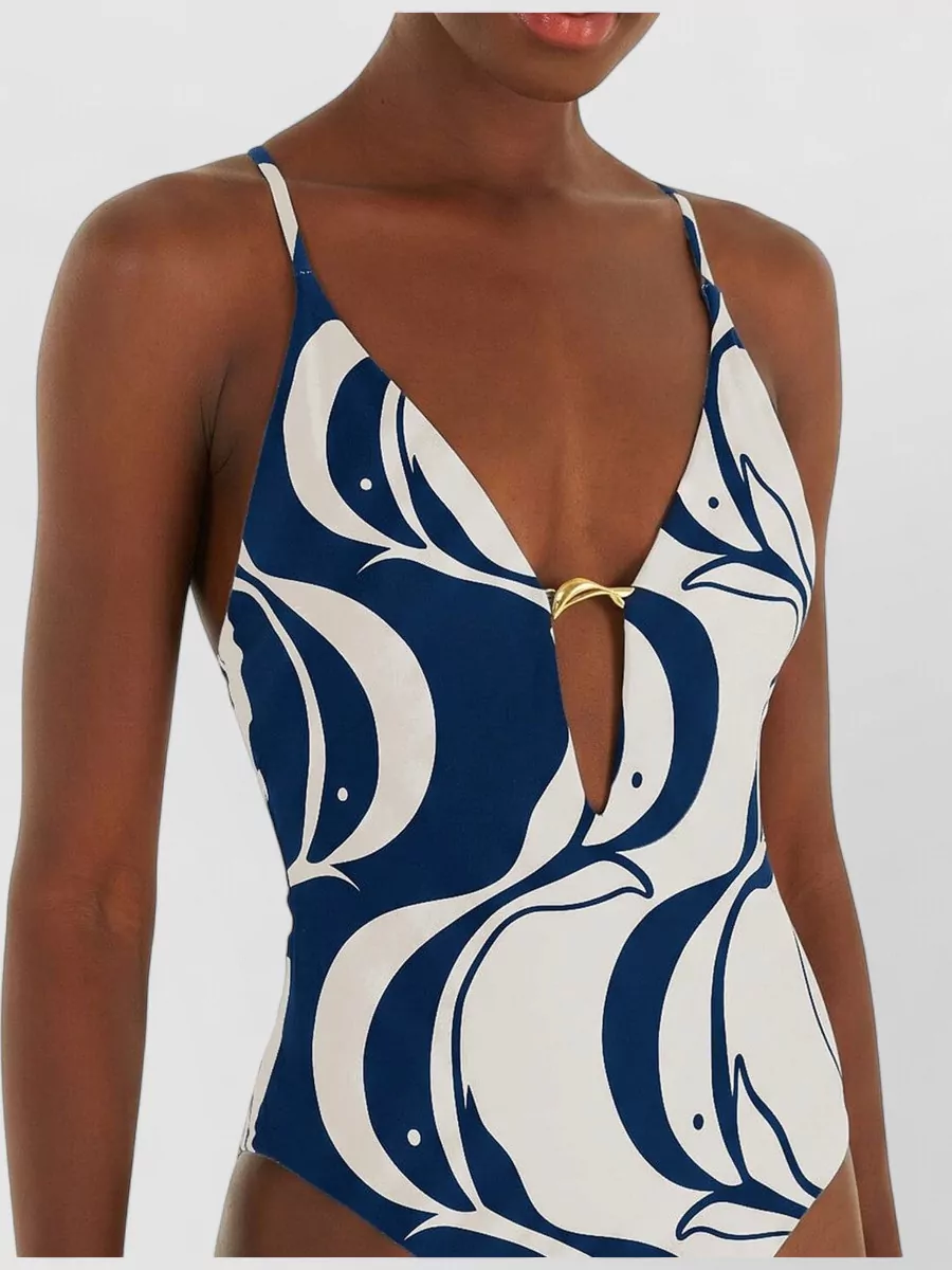 Farm Rio Printed V-Neck One-Piece Swimsuit