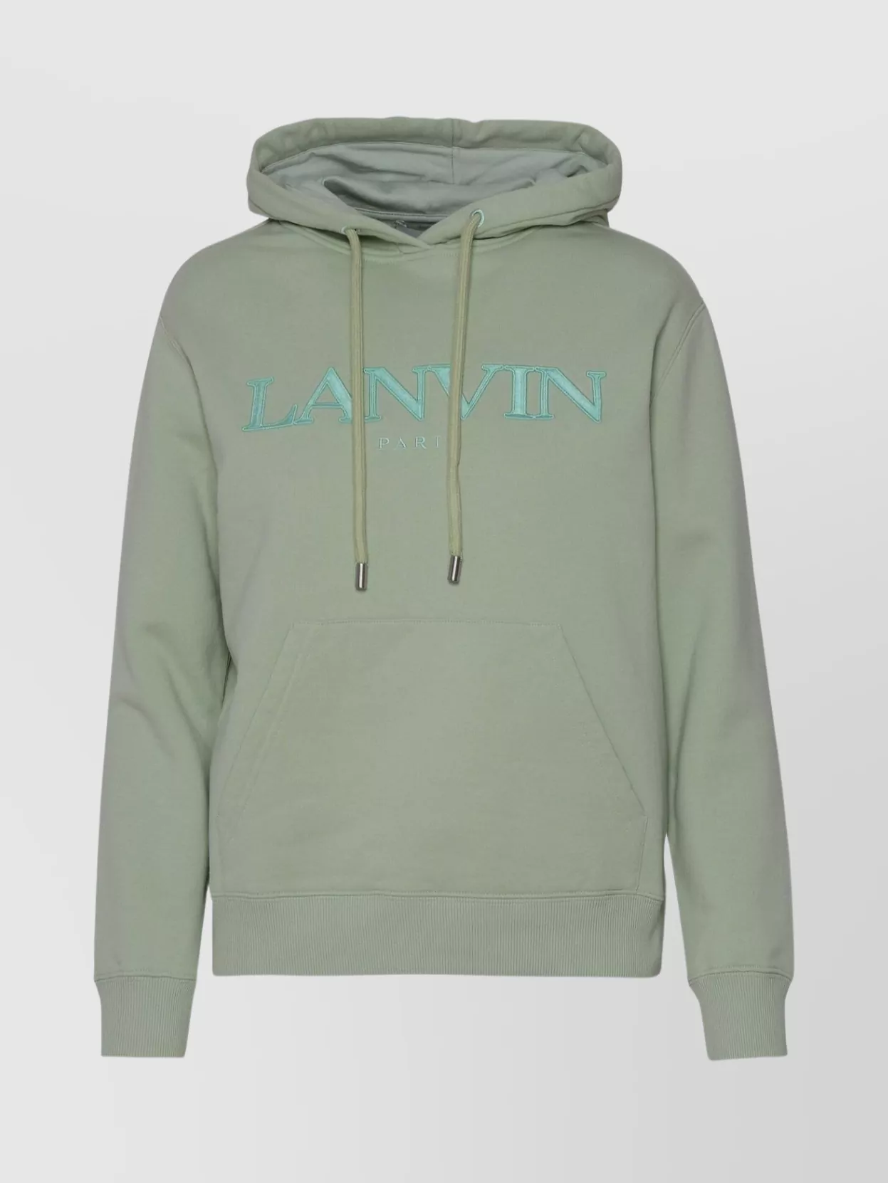 Lanvin Cotton Hooded Sweatshirt Pouch Pocket In Green