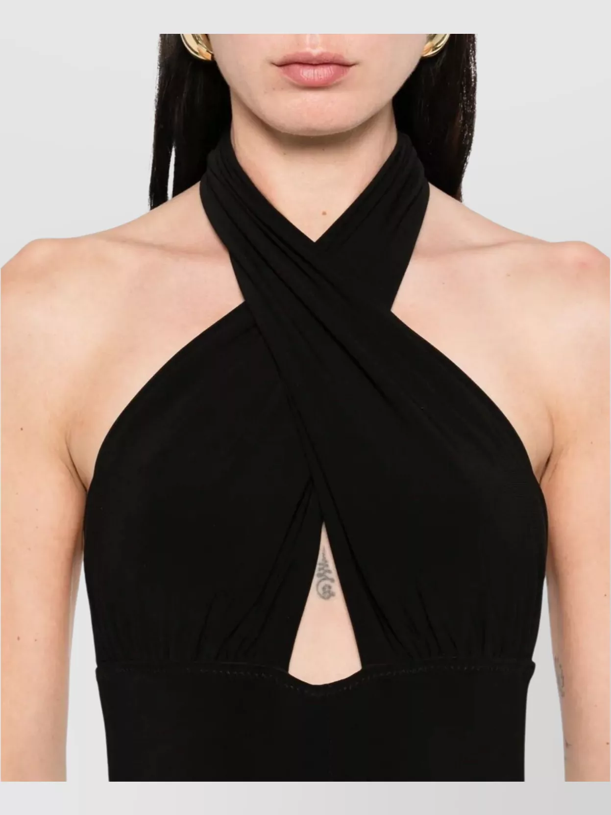 Norma Kamali Cross Halter Wide Leg Jumpsuit