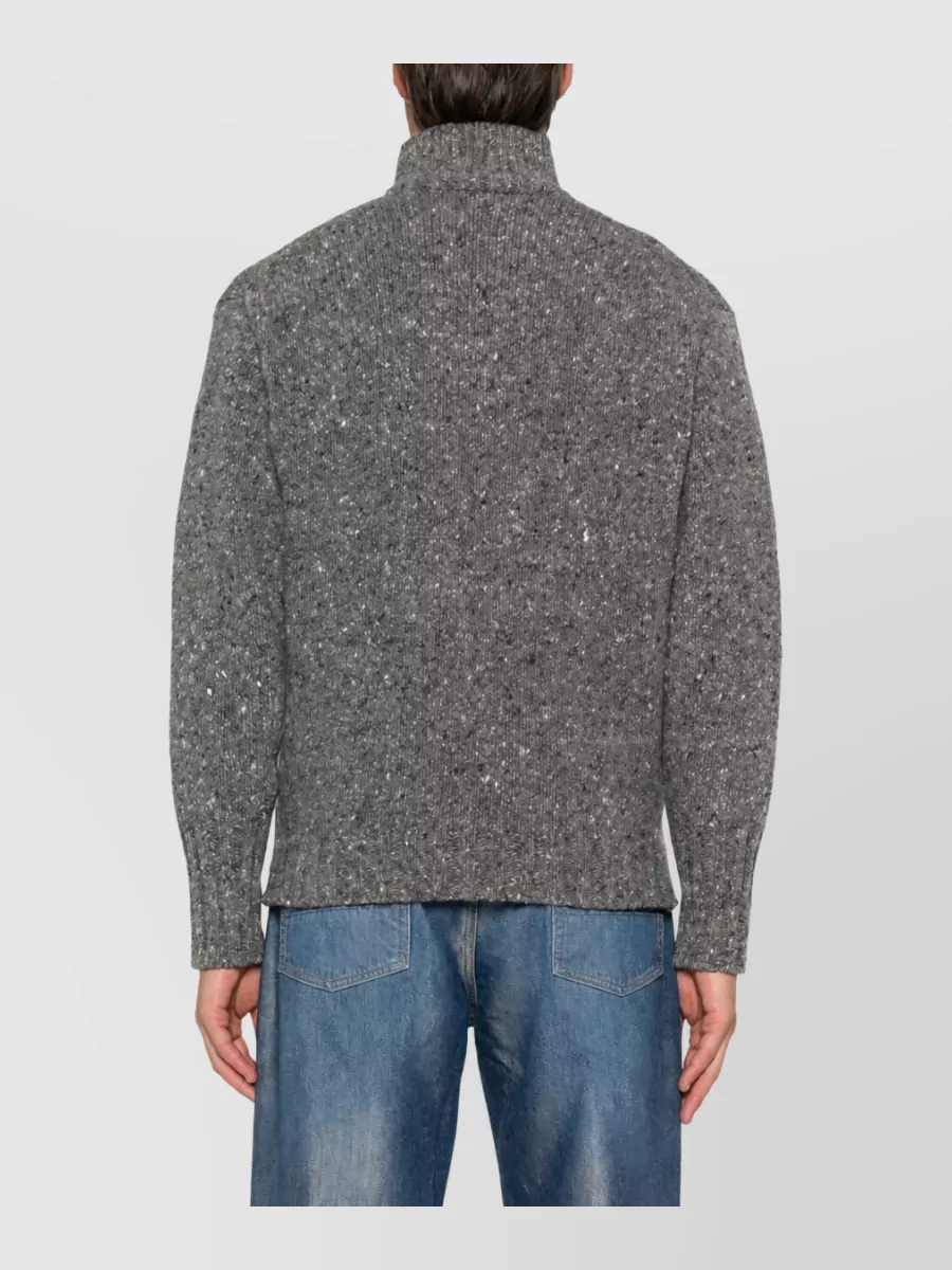 Auralee Wool Flecked Half-Zip Turtleneck Jumper