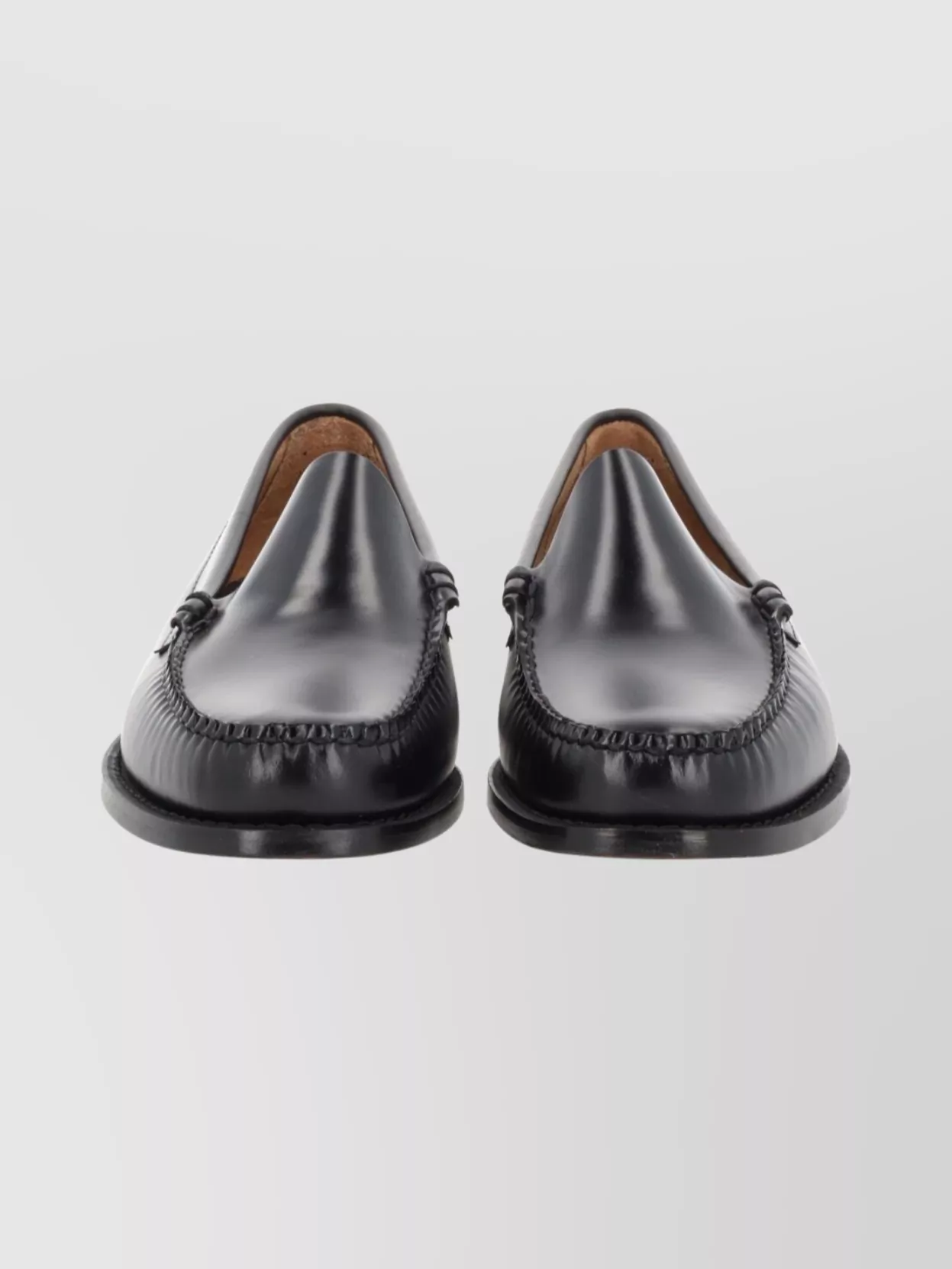 G.h. Bass Round Toe Leather Loafers With Stitched Design