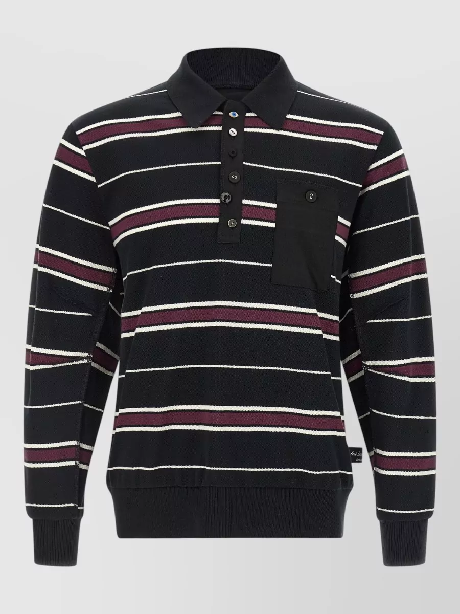 Undercover Striped Cotton Long-Sleeve Polo Shirt