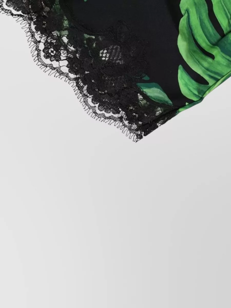 Dolce&Gabbana Silk Tropical Print Lace Mini Shorts