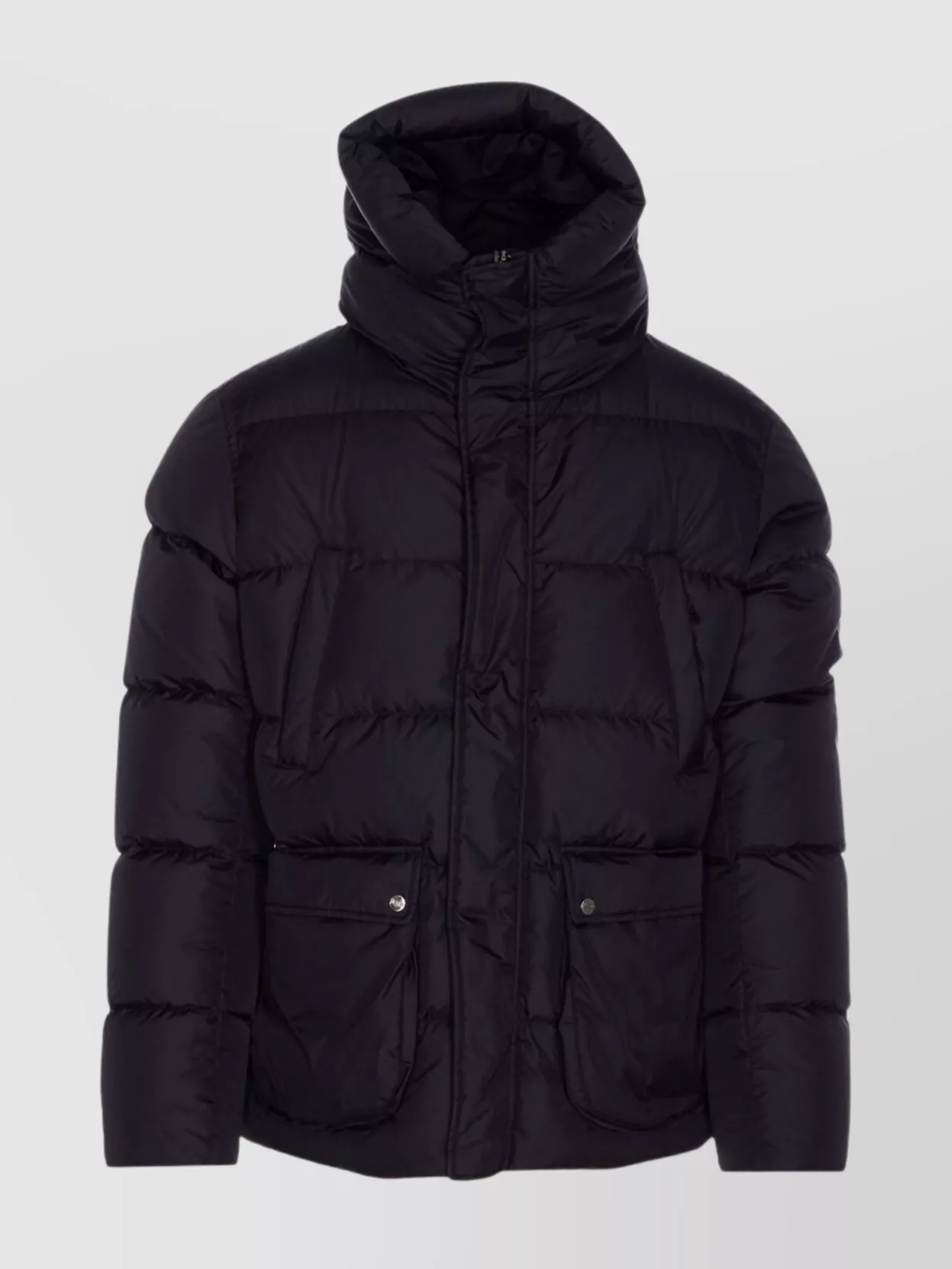 Herno Black Chamonix Nylon Hooded Bomber Jacket In Black
