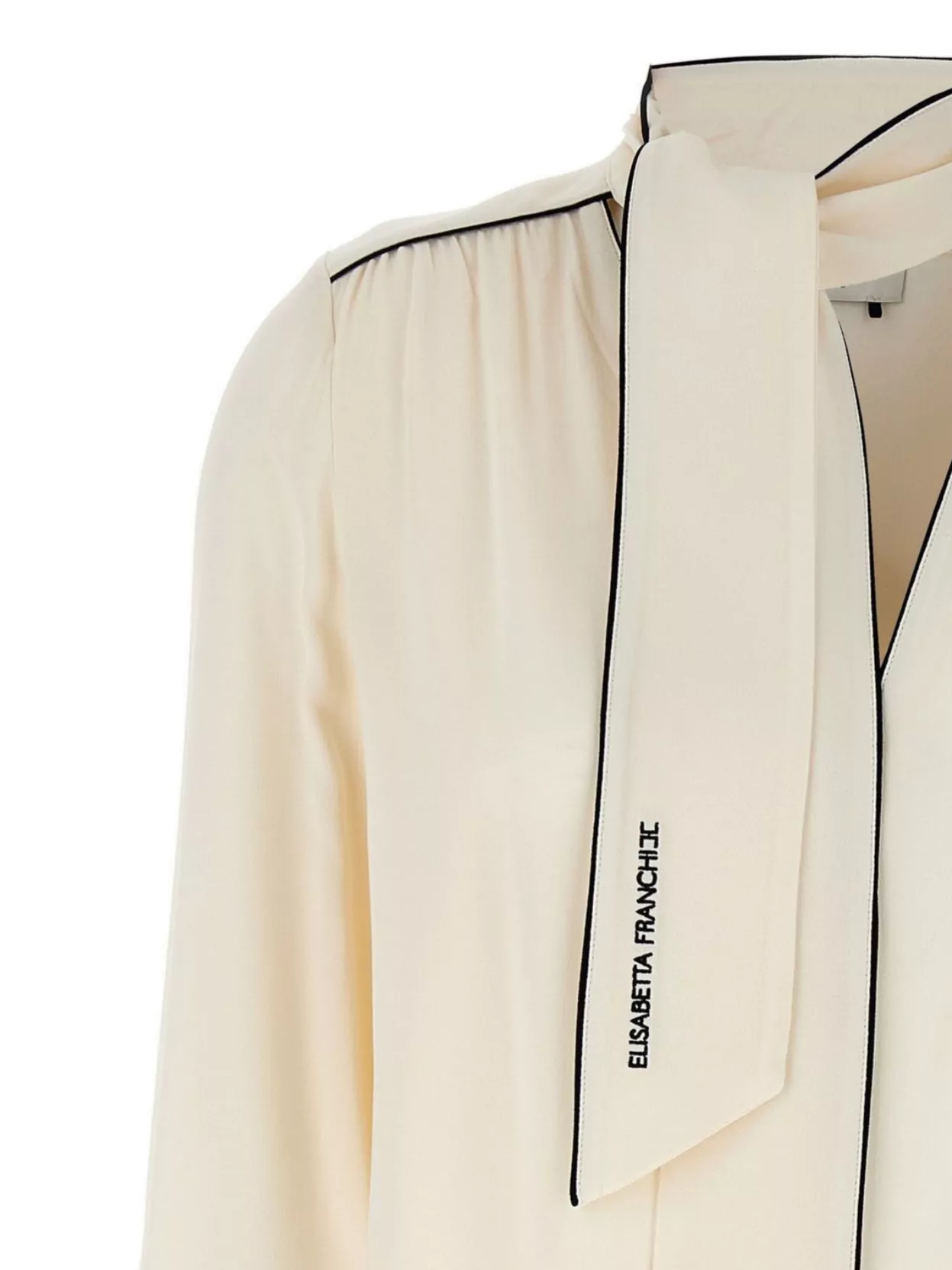 Elisabetta Franchi Georgette Blouse With Contrast Piping And Neck Tie