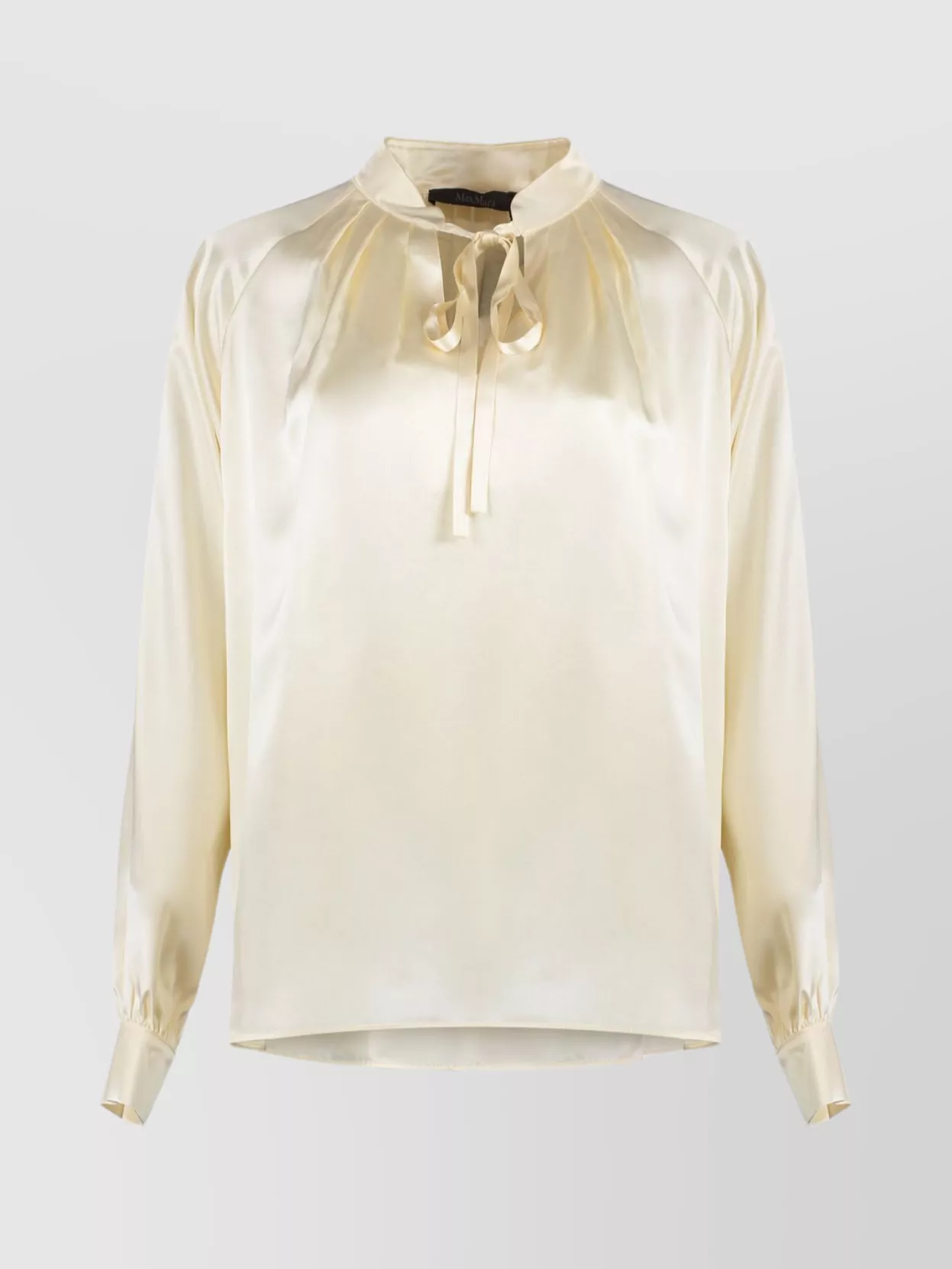 MAX MARA SILK BLOUSE WITH BOW DETAIL AND PLEATED BACK