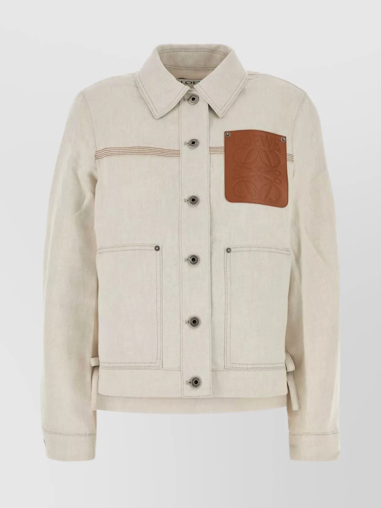 Loewe Jacket Cotton Blend Chest Pocket In Neutral