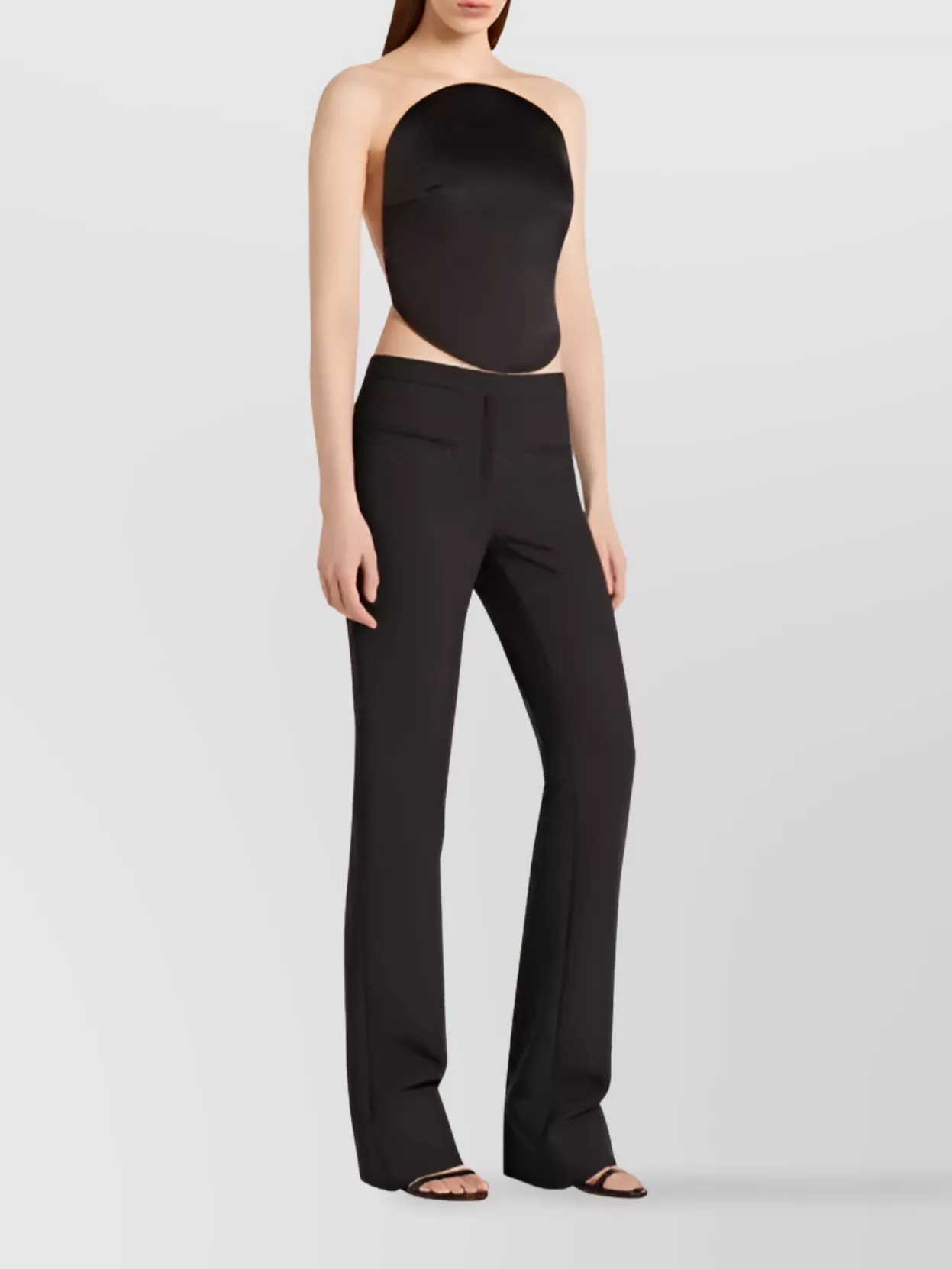 Courrèges Heritage Fluid Crepe Bootcut Trousers In Black