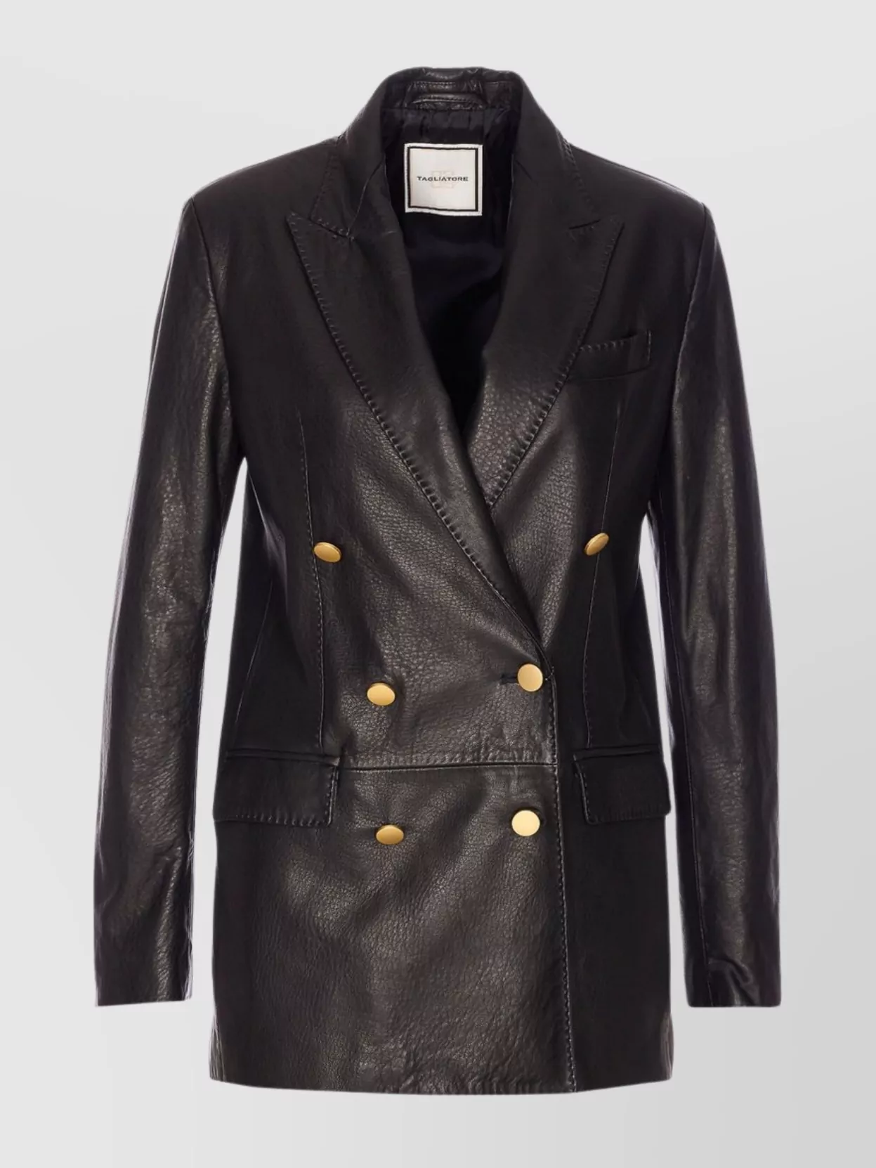 Tagliatore Double-breasted V-neck Long Sleeve Jacket In Brown