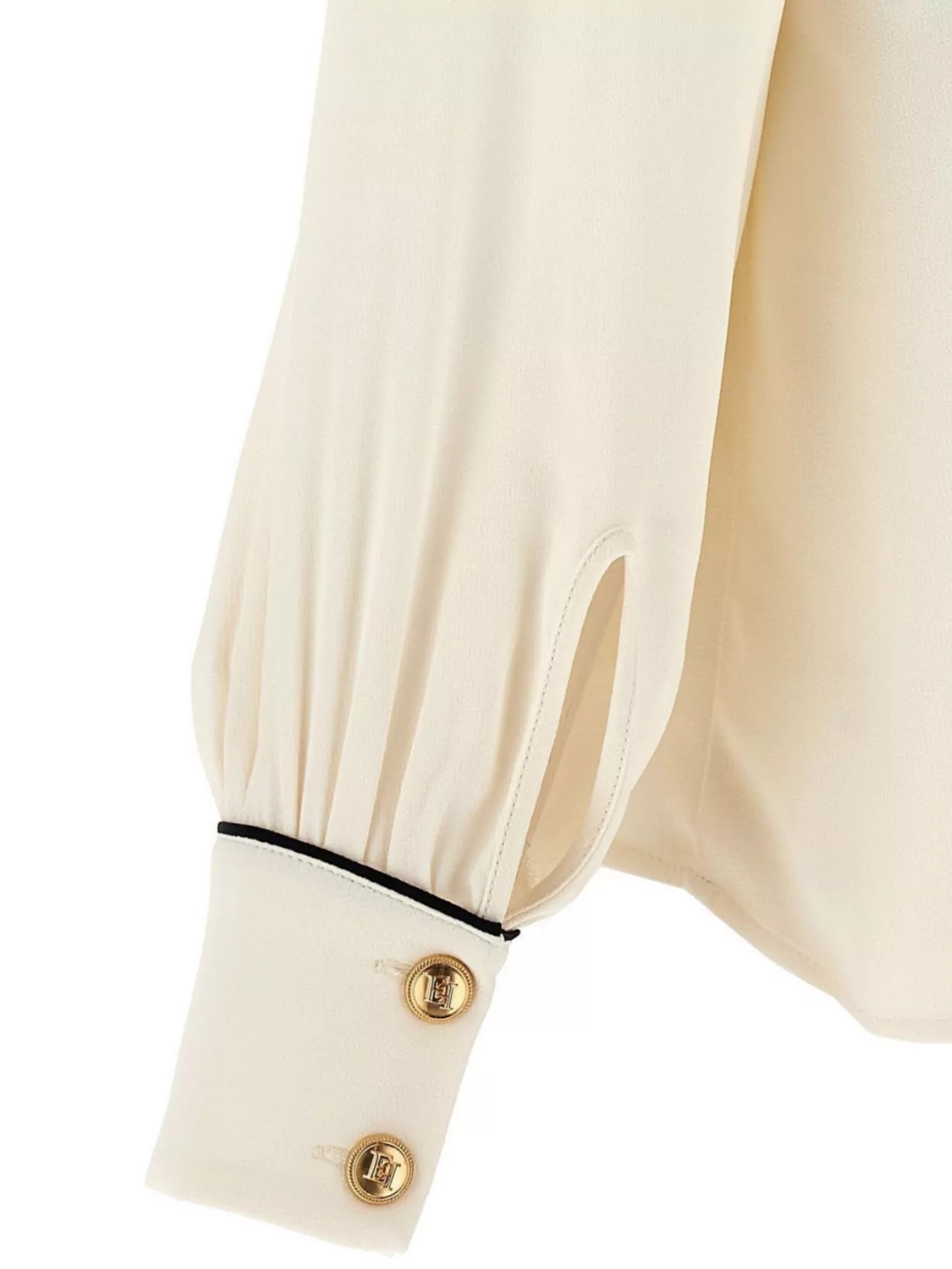 Elisabetta Franchi Georgette Blouse With Contrast Piping And Neck Tie