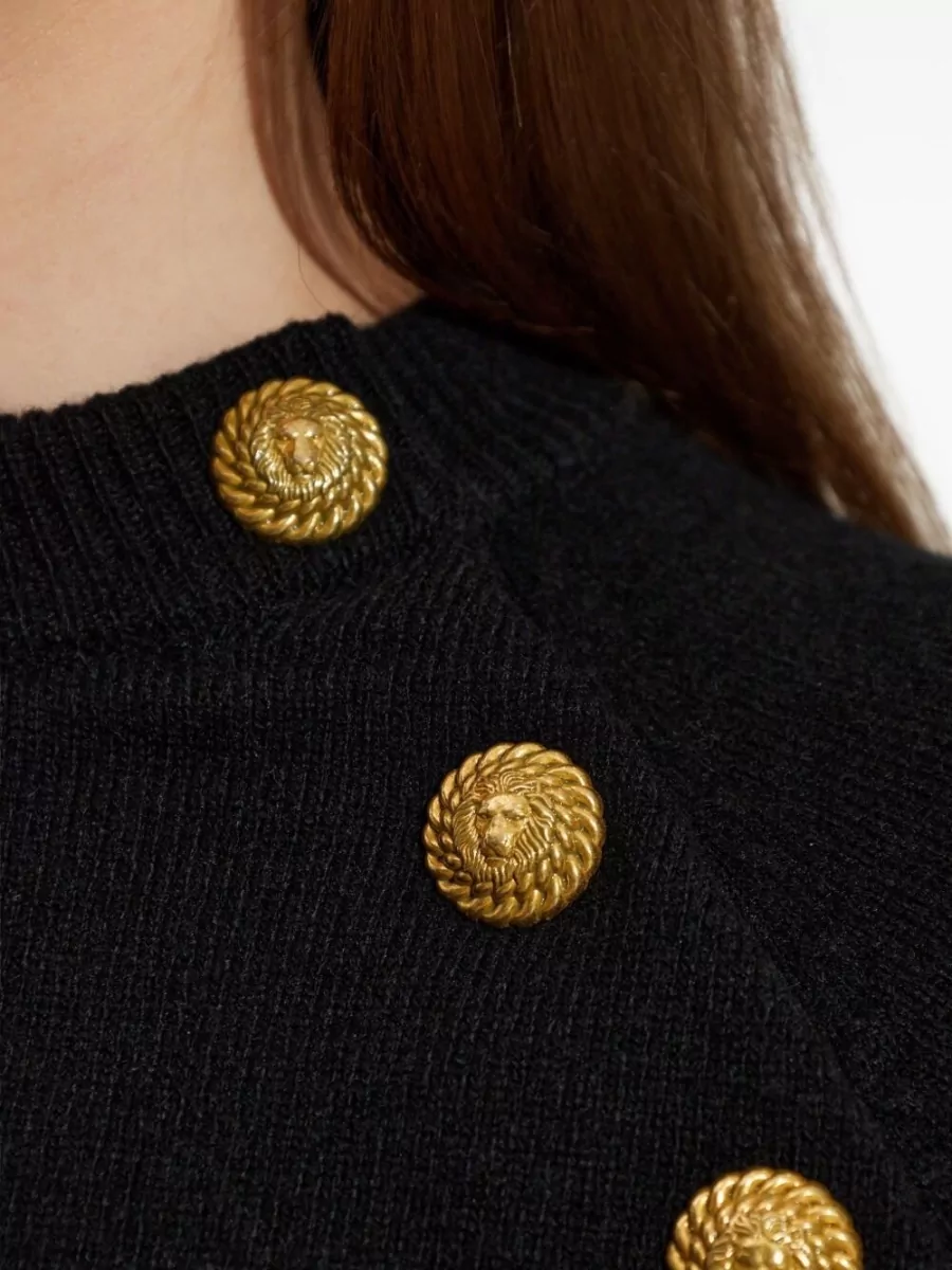 Balmain Cashmere Fine-Knit Mock-Neck Sweater