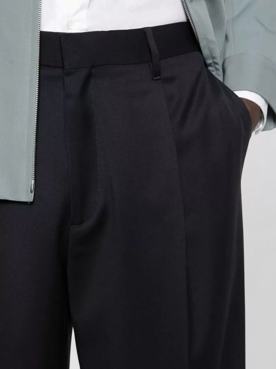 Lardini Wool Pleated Wide-Leg Trousers