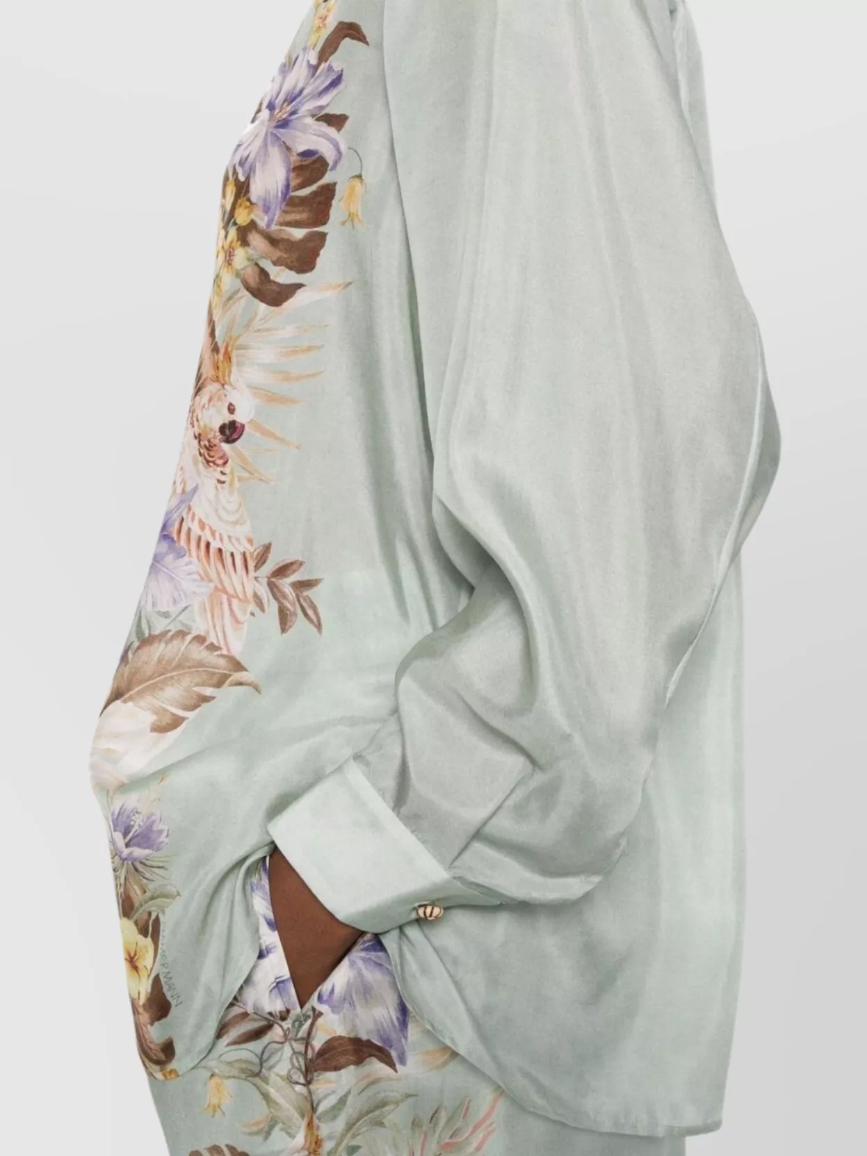 Zimmermann Floral Silk Shirt Featuring Buttoned Cuffs