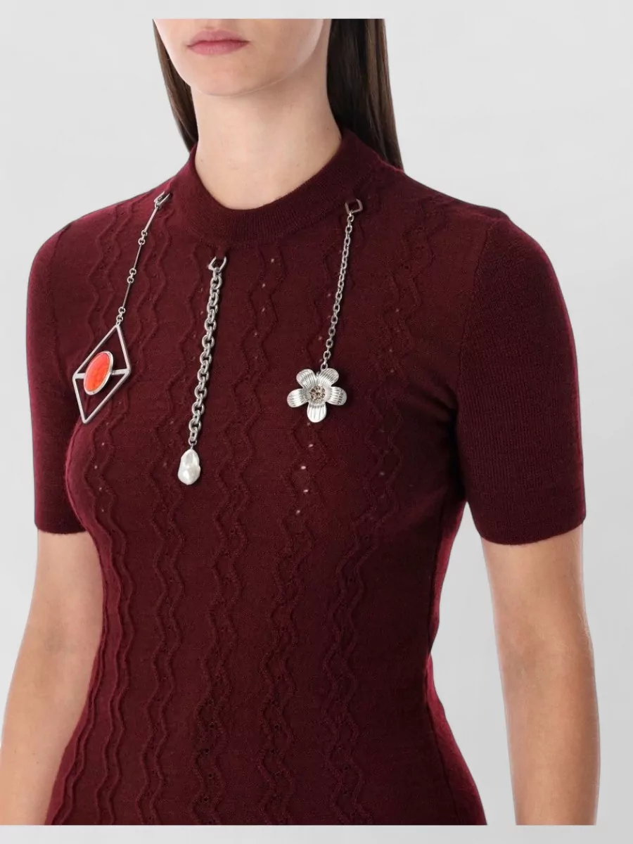 Prada Knit Top Jewelry Chains Pendants Wool