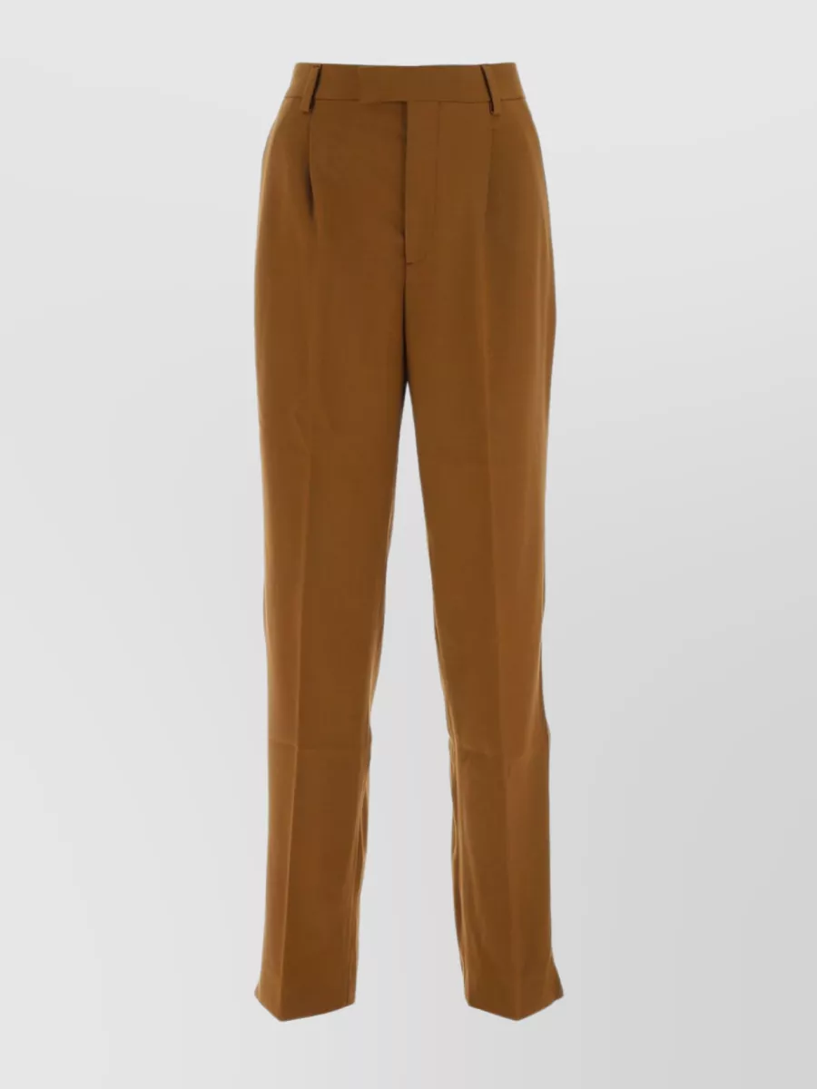Shop Vtmnts Tailored Wool Trousers With Zippered Hemline In Brown